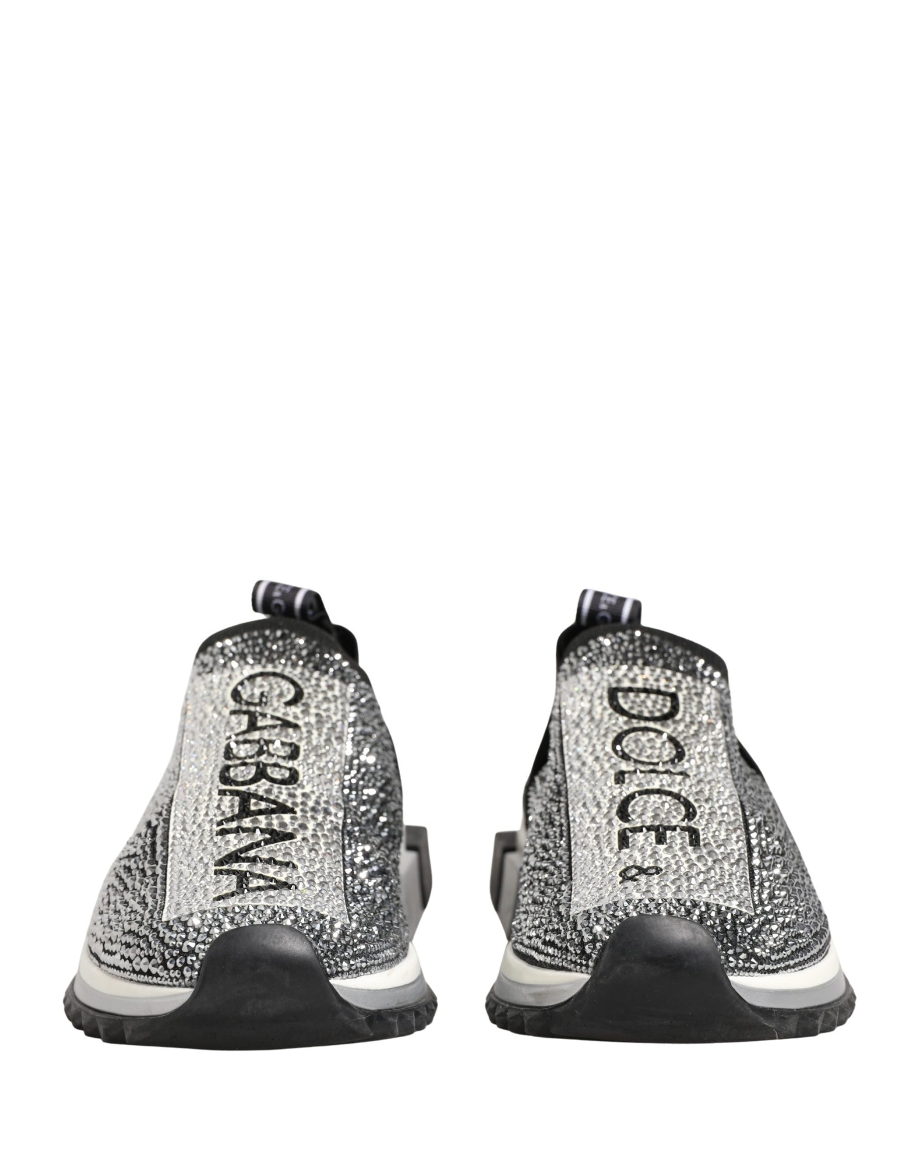 Dolce & Gabbana Silver Crystal Logo Slip On Sorrento Sneakers Shoes | Regal Royce