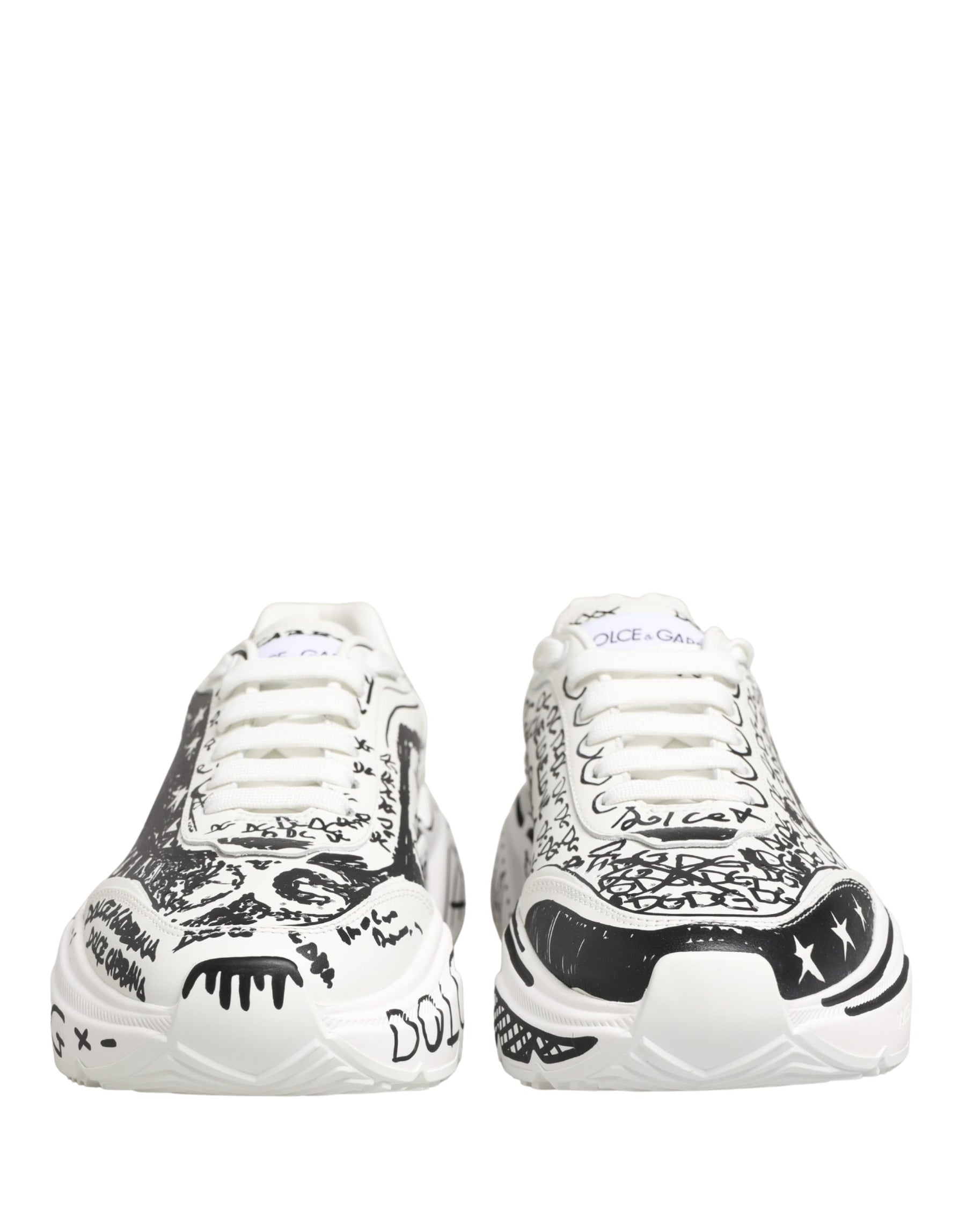 Dolce & Gabbana White Daymaster Graffiti Low Top Sneakers Shoes | Regal Royce