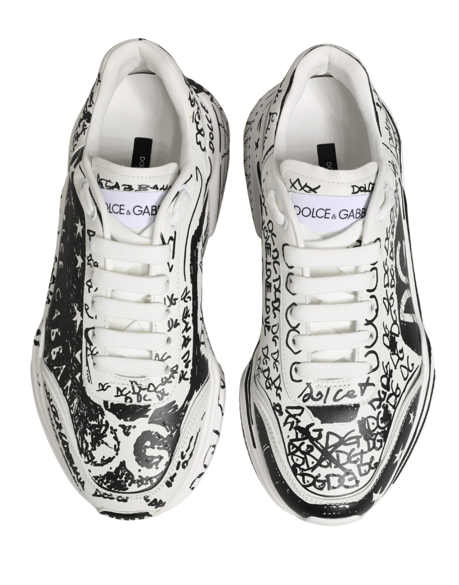 Dolce & Gabbana White Daymaster Graffiti Low Top Sneakers Shoes | Regal Royce