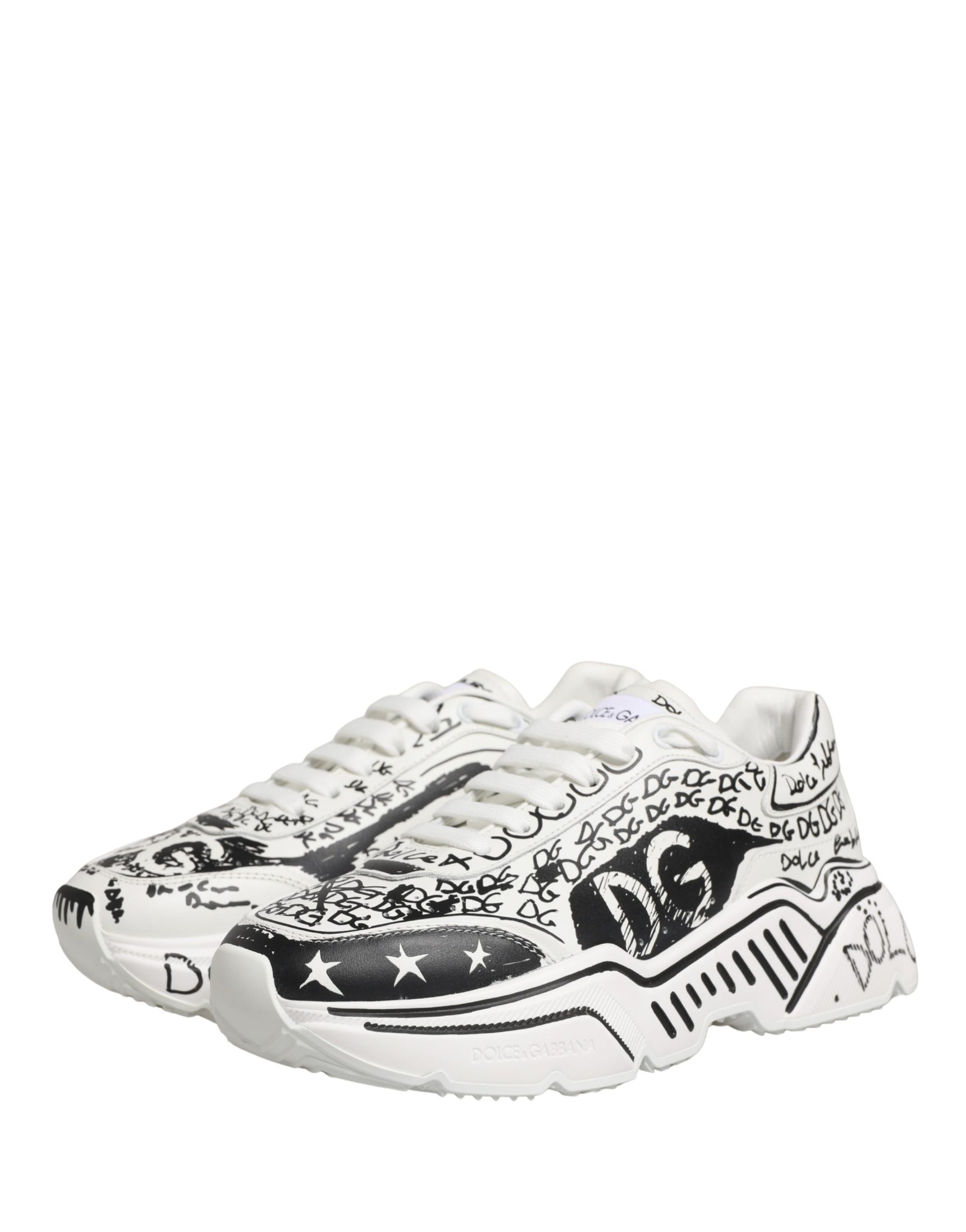 Dolce & Gabbana White Daymaster Graffiti Low Top Sneakers Shoes | Regal Royce