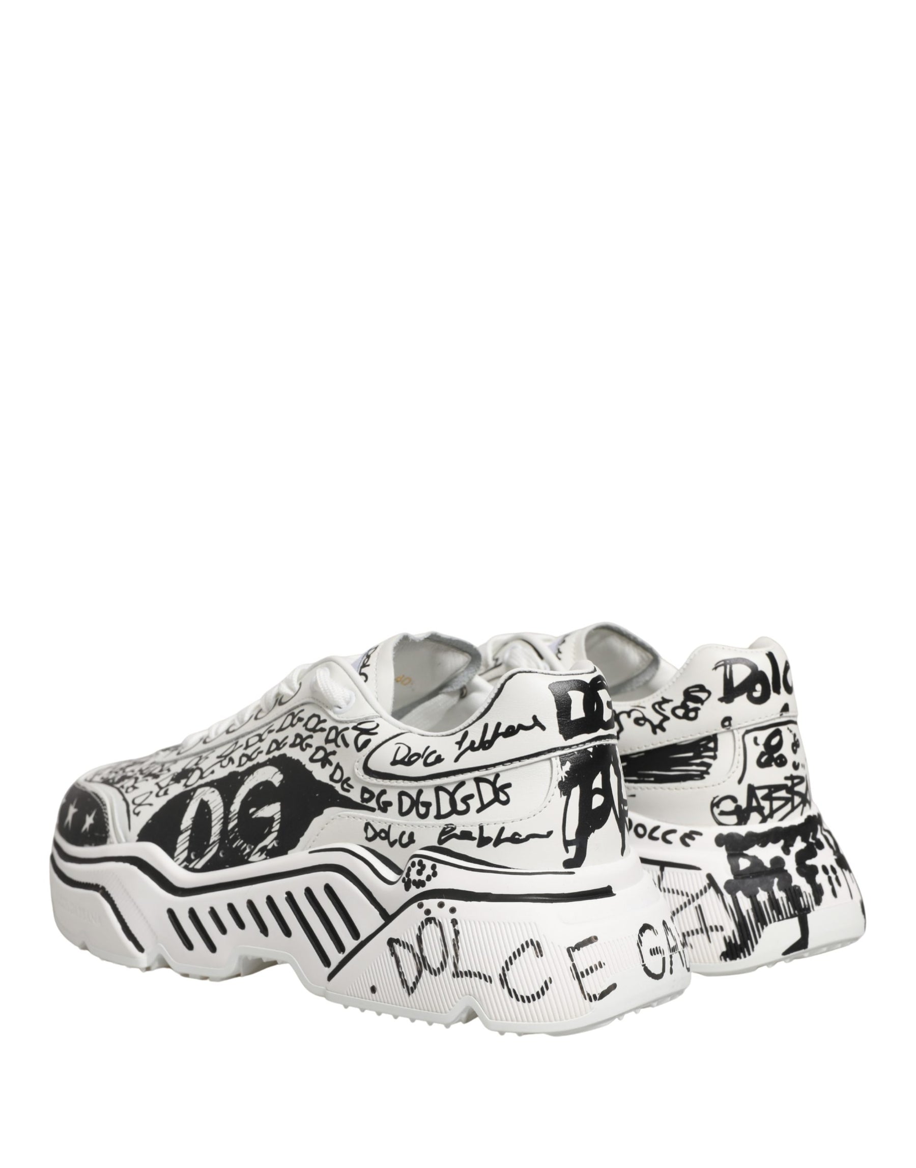 Dolce & Gabbana White Daymaster Graffiti Low Top Sneakers Shoes | Regal Royce