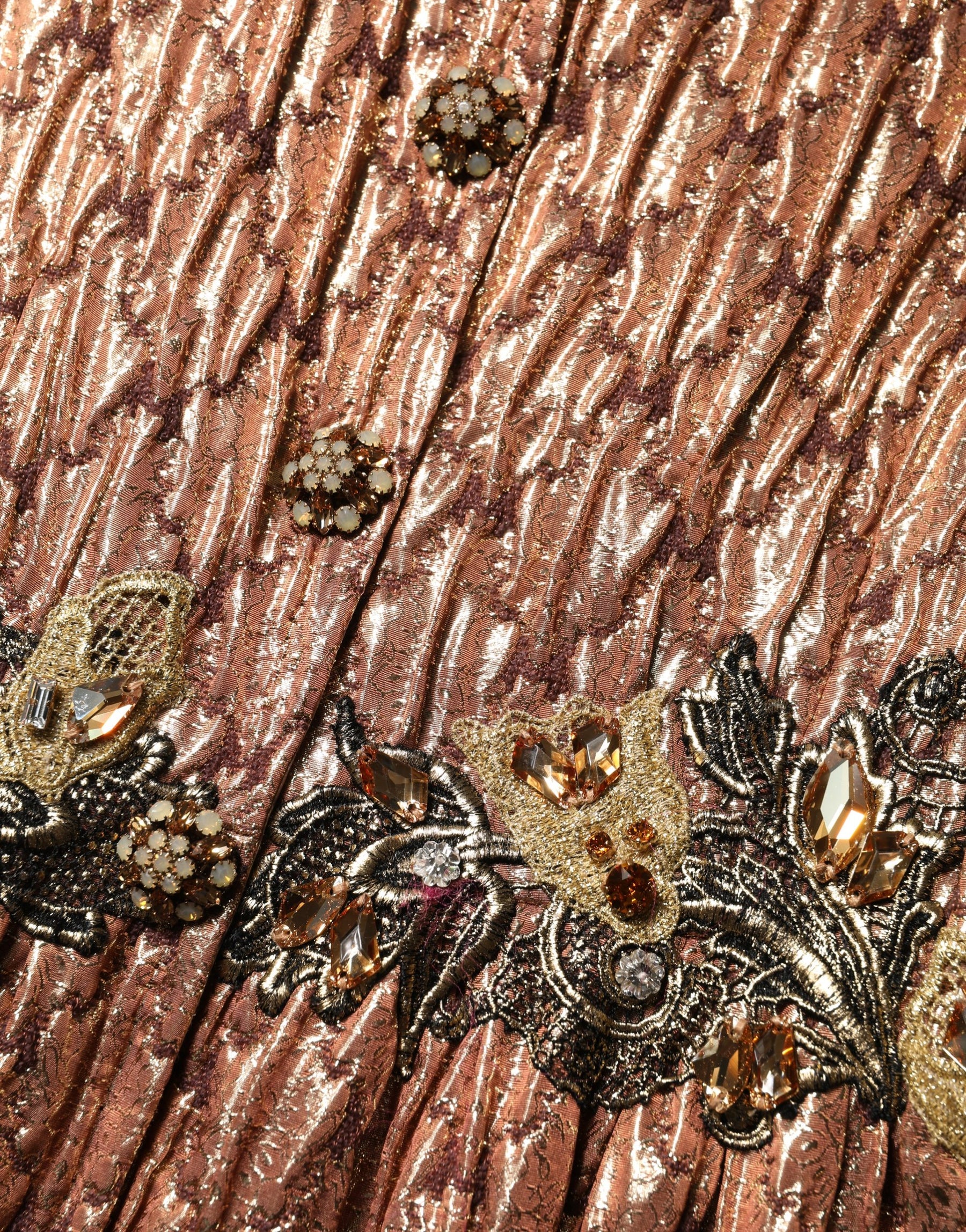 Dolce & Gabbana Brown Metallic Crystal Evening Gown Dress | Regal Royce
