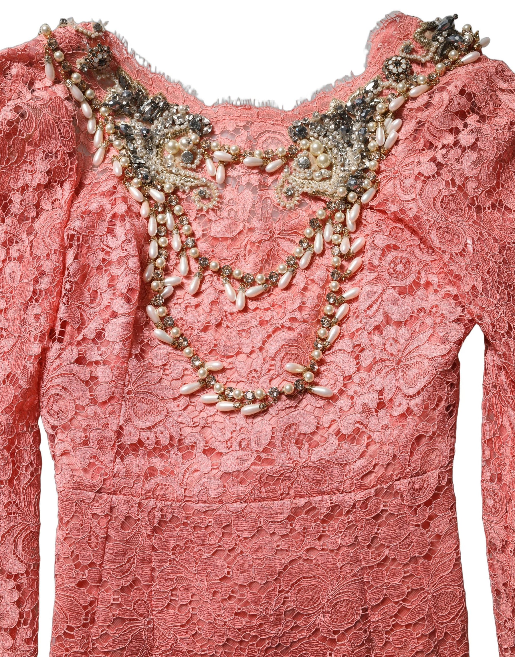 Dolce & Gabbana Pink Embellished Mermaid Lace Gown Dress | Regal Royce