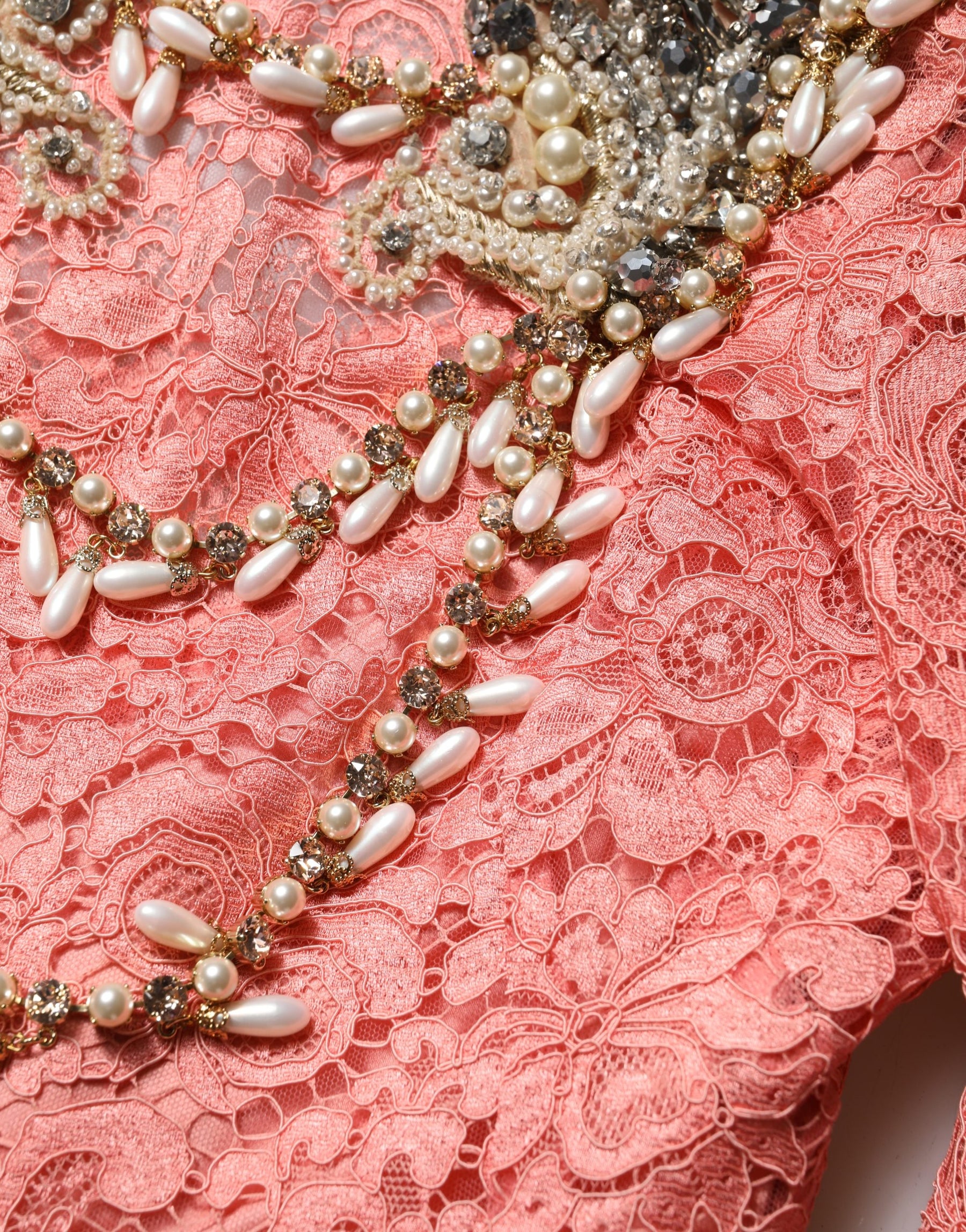 Dolce & Gabbana Pink Embellished Mermaid Lace Gown Dress | Regal Royce