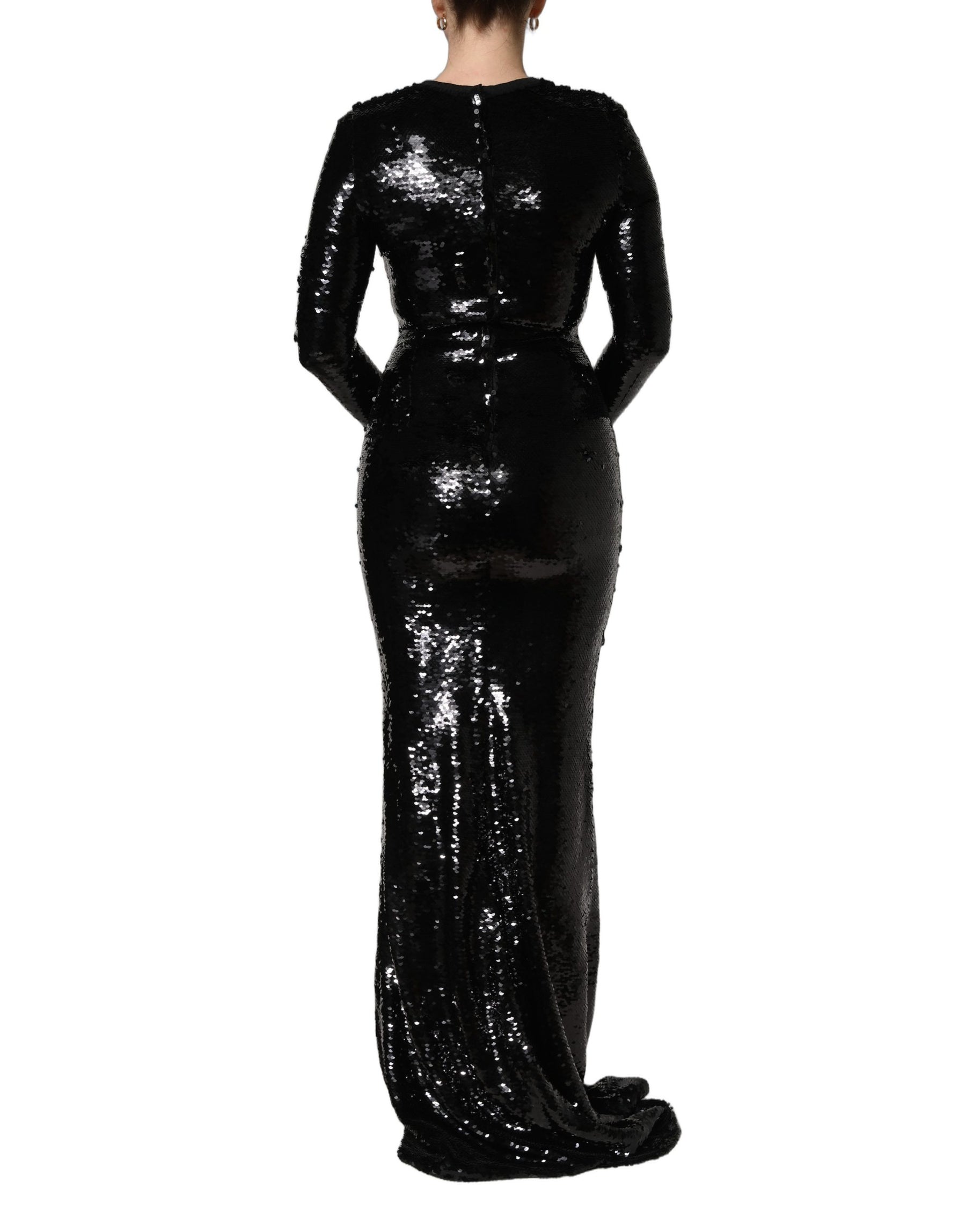 Dolce & Gabbana Black Bodycon Mermaid Sequinned Gown Dress | Regal Royce