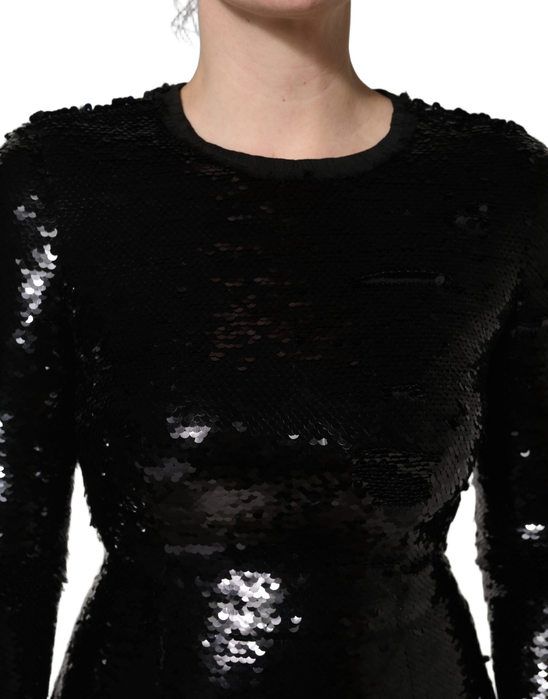 Dolce & Gabbana Black Bodycon Mermaid Sequinned Gown Dress | Regal Royce