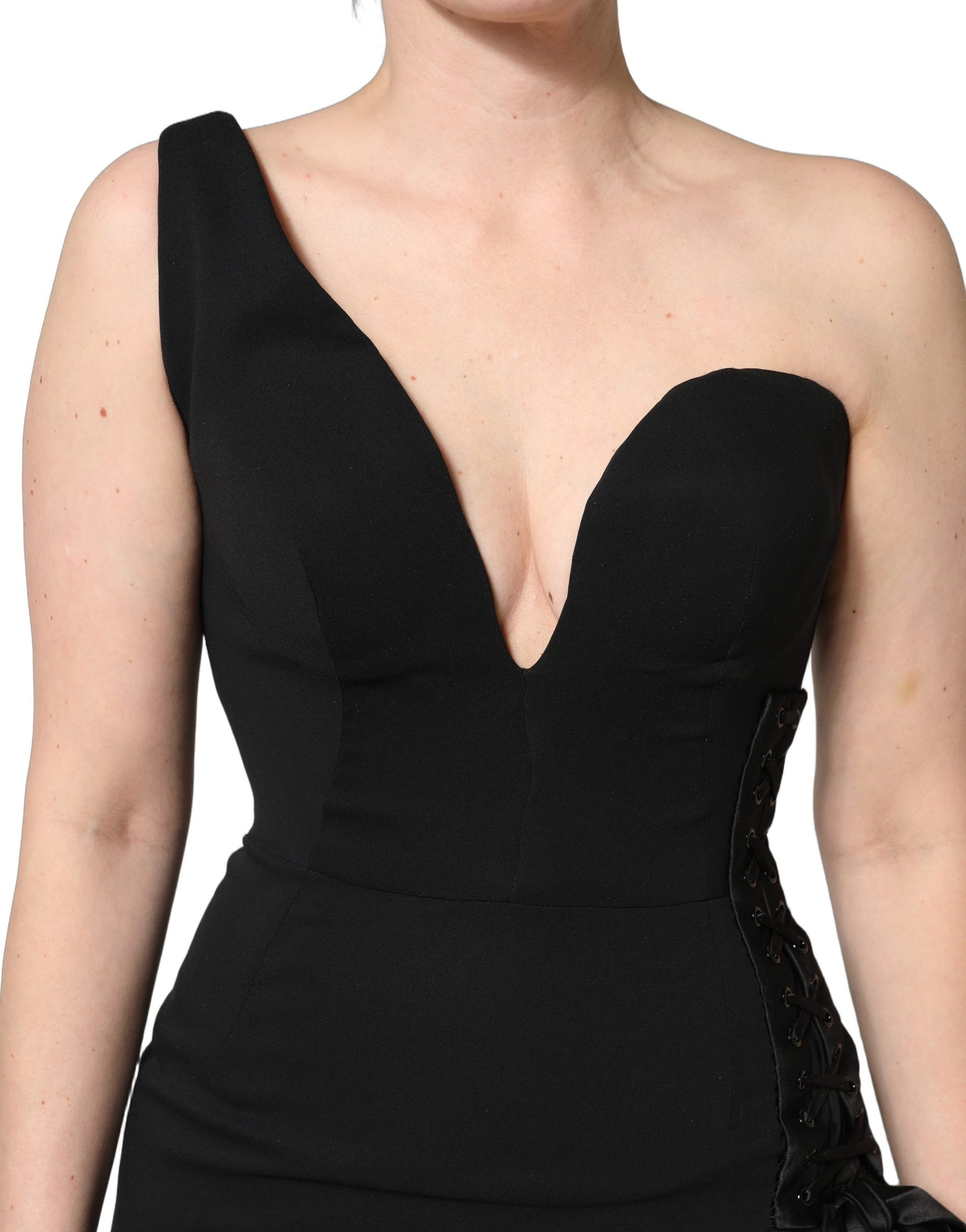Dolce & Gabbana Black One Shoulder Neckline Long Gown Dress | Regal Royce