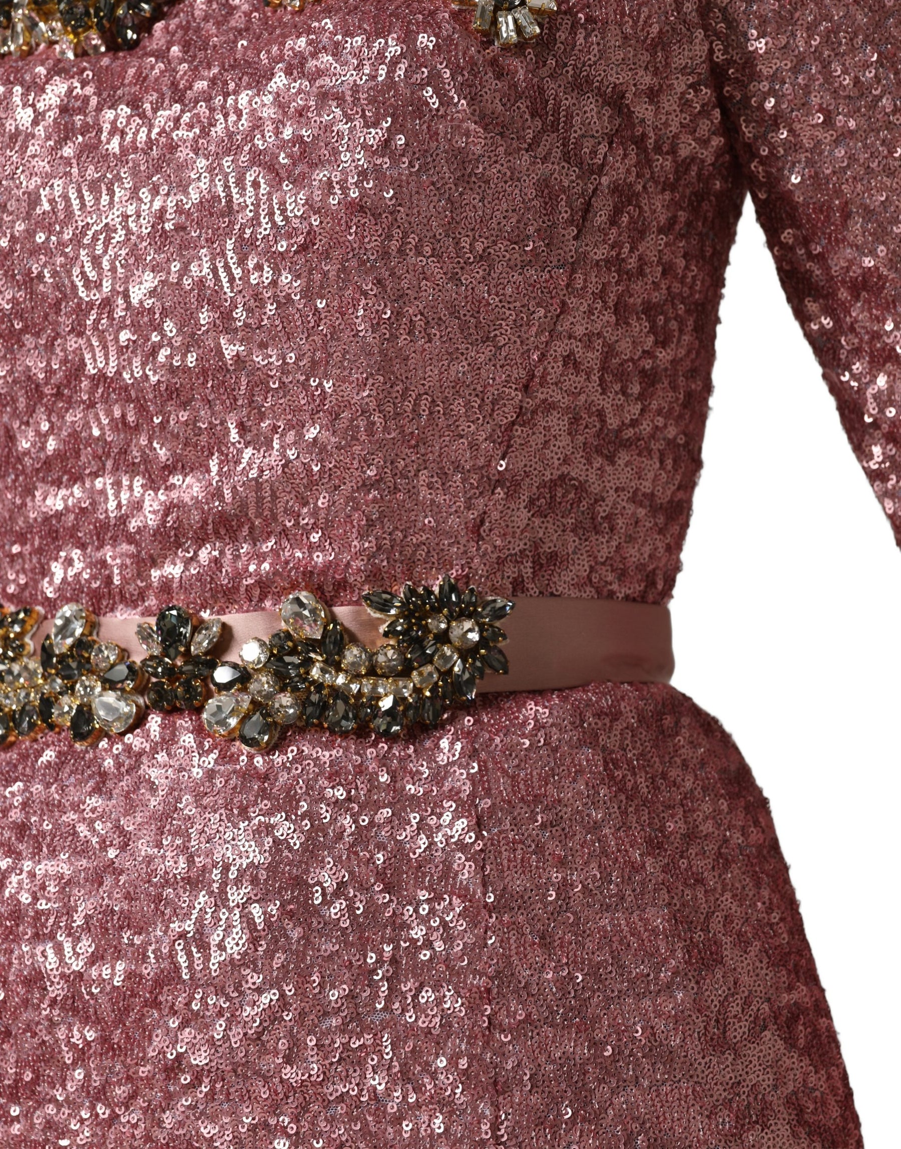 Dolce & Gabbana Pink Embellished Sequined Evening Gown Dress | Regal Royce
