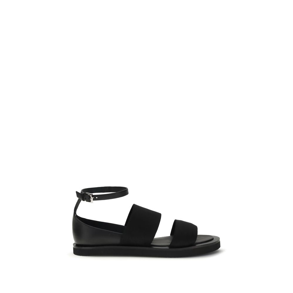 Max Mara Black Calf Leather Bos Taurus Flat Sandals | Regal Royce