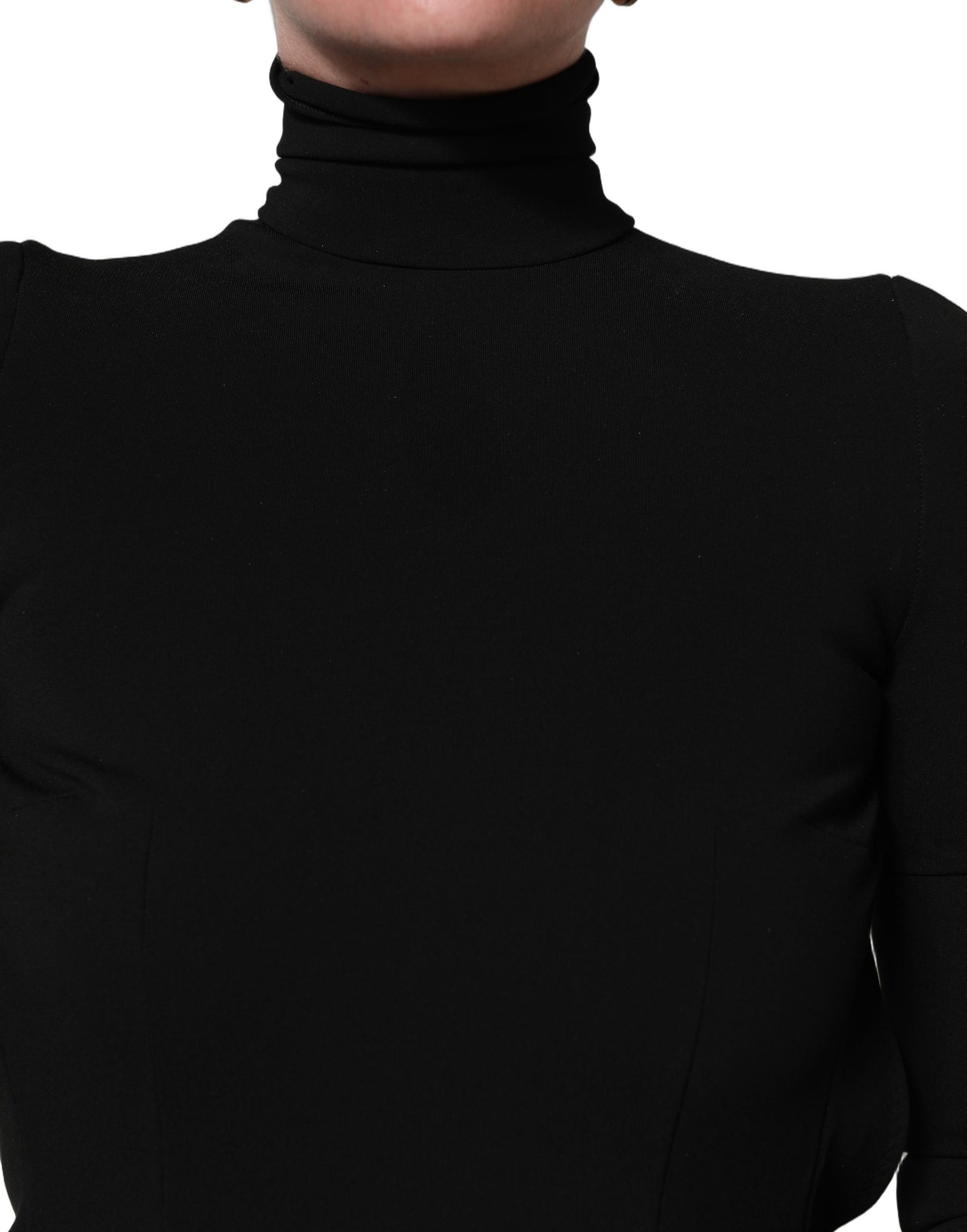 Dolce & Gabbana Black Long Sleeves Viscose Sheath Maxi Dress | Regal Royce
