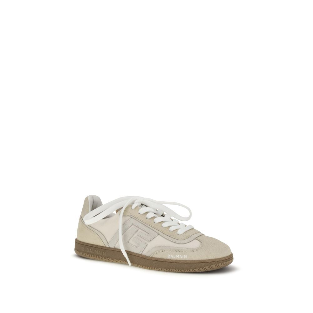 Balmain Beige Suede Leather Athletic Sneakers | Regal Royce