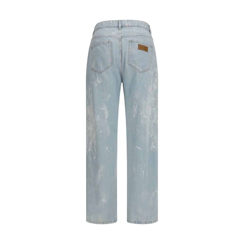 MM6 Blue Cotton Straight-Leg Jeans | Regal Royce