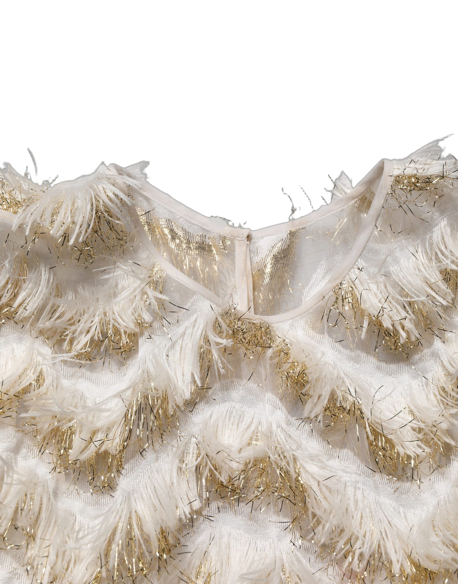 Dolce & Gabbana Ivory Fringe Layered Shift Midi Dress | Regal Royce
