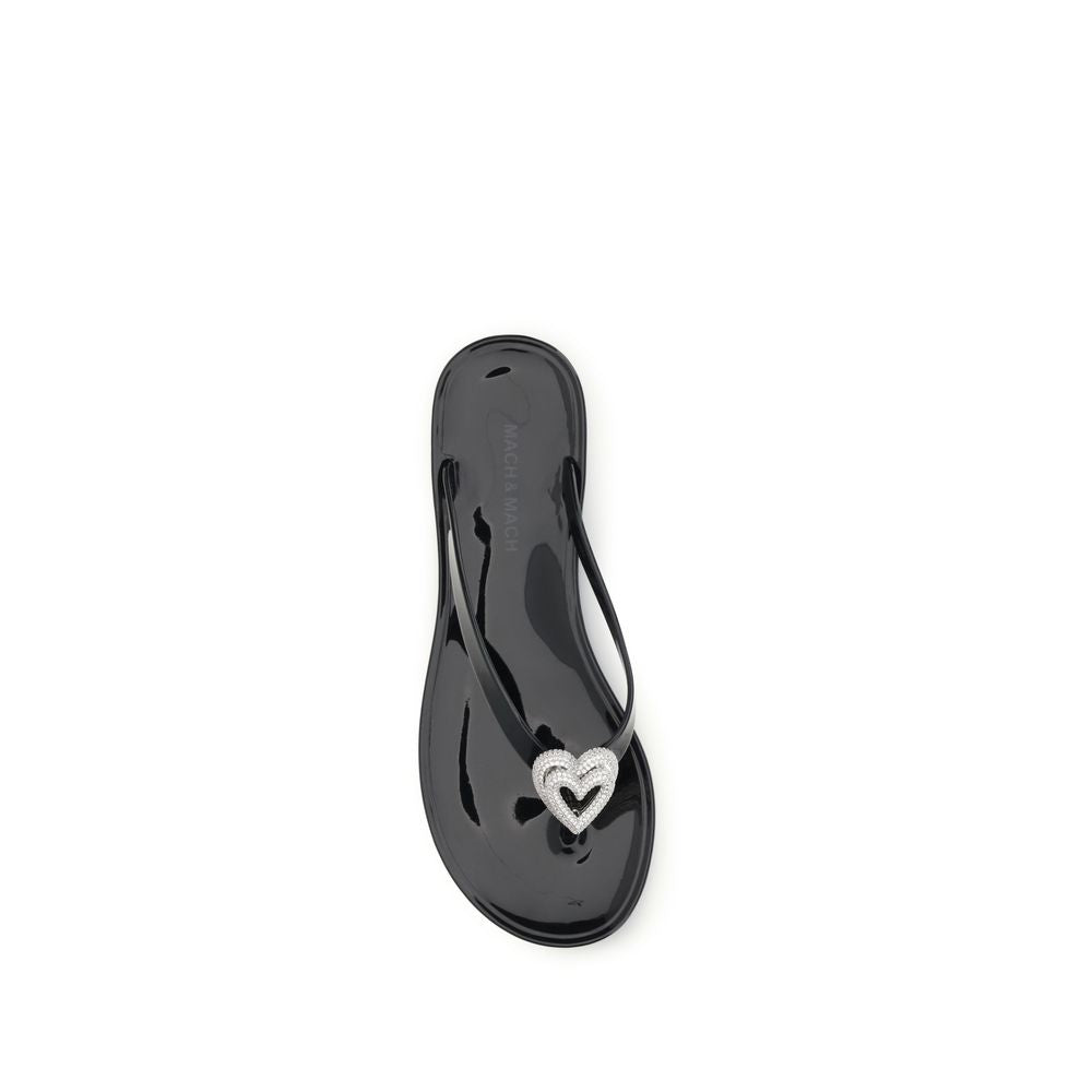 MACH & MACH Black Rubber Flat Sandals | Regal Royce