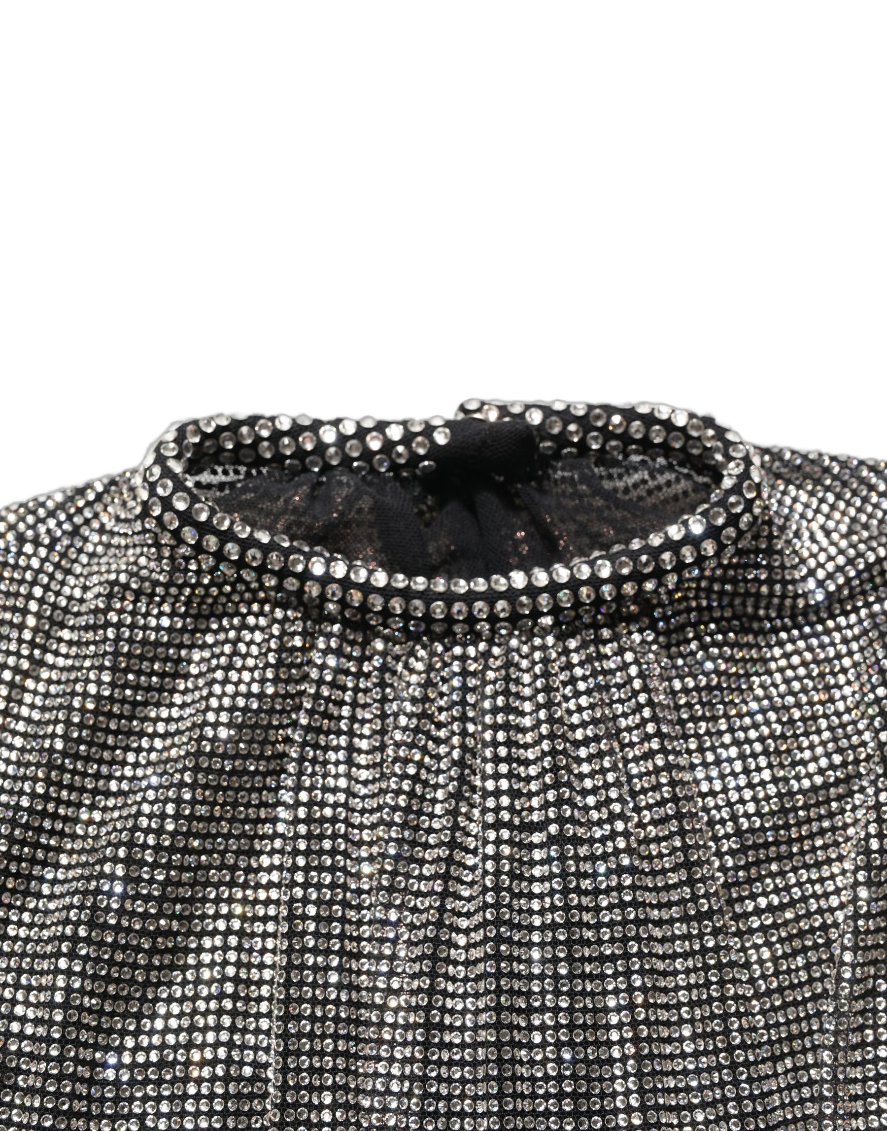 Dolce & Gabbana Silver Rhinestones Long Sleeves Bodysuit Mini Dress | Regal Royce