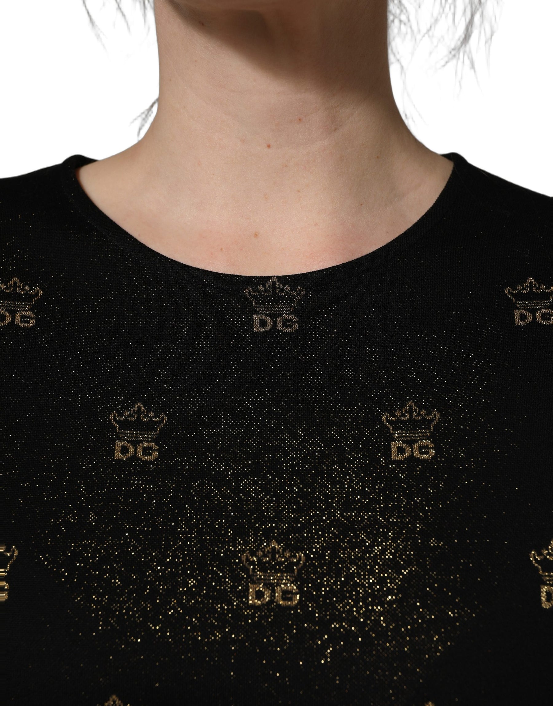 Dolce & Gabbana Black DG Crown Short-Sleeve Sheath Dress | Regal Royce