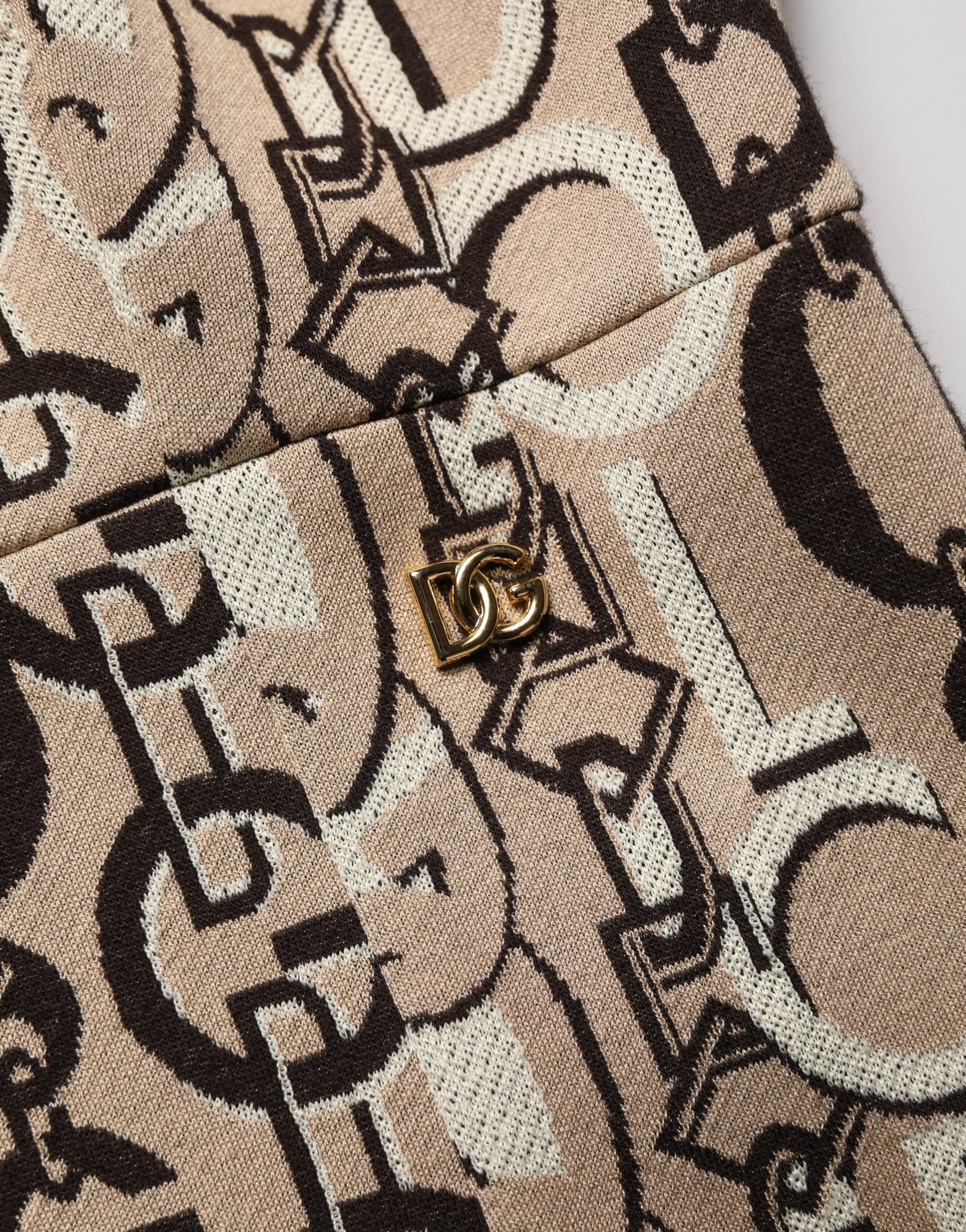 Dolce & Gabbana Brown DG Logo Chain Short-Sleeve Sheath Dress | Regal Royce