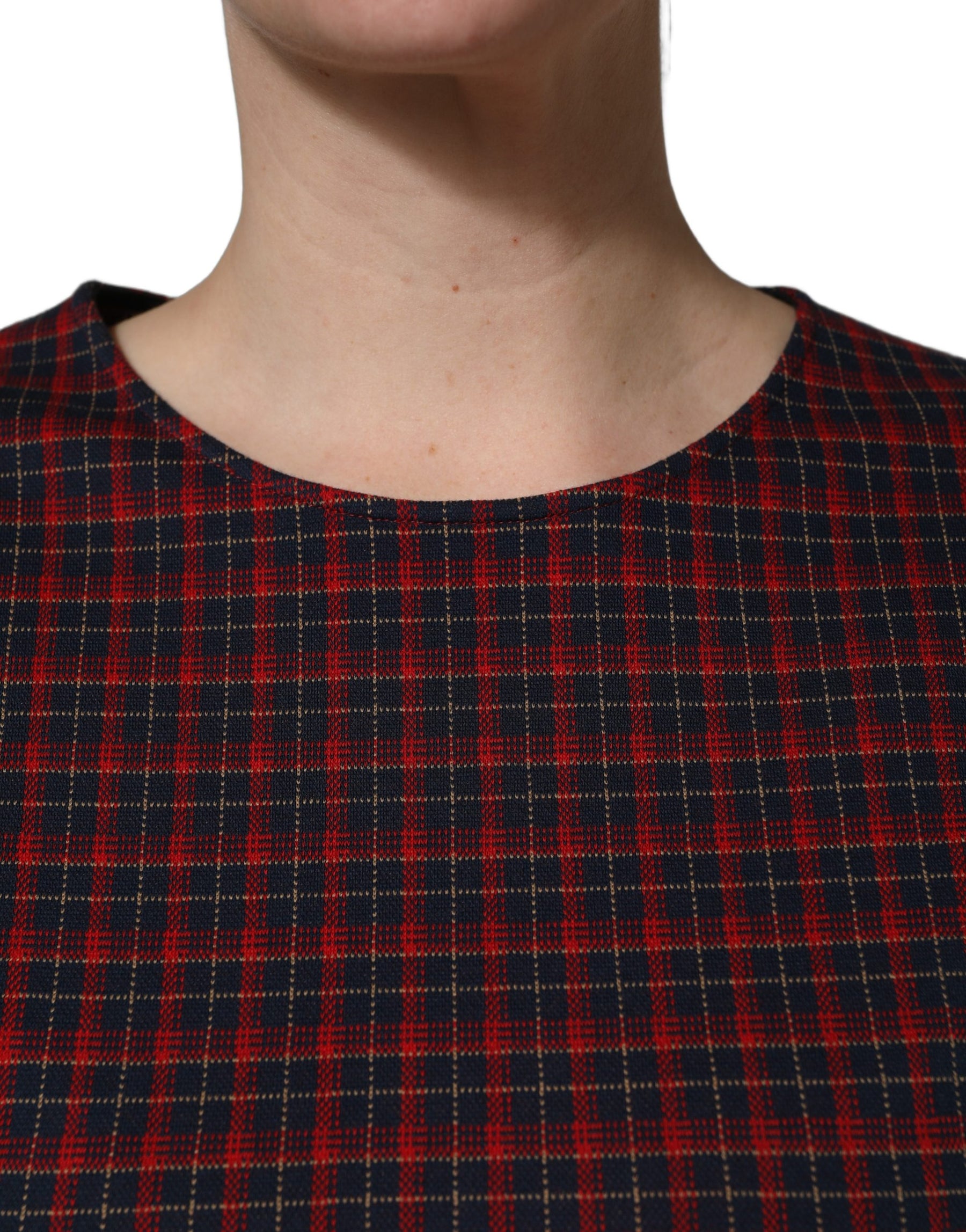Dolce & Gabbana Red Black Checkered ShortSleeve Sheath Dress | Regal Royce