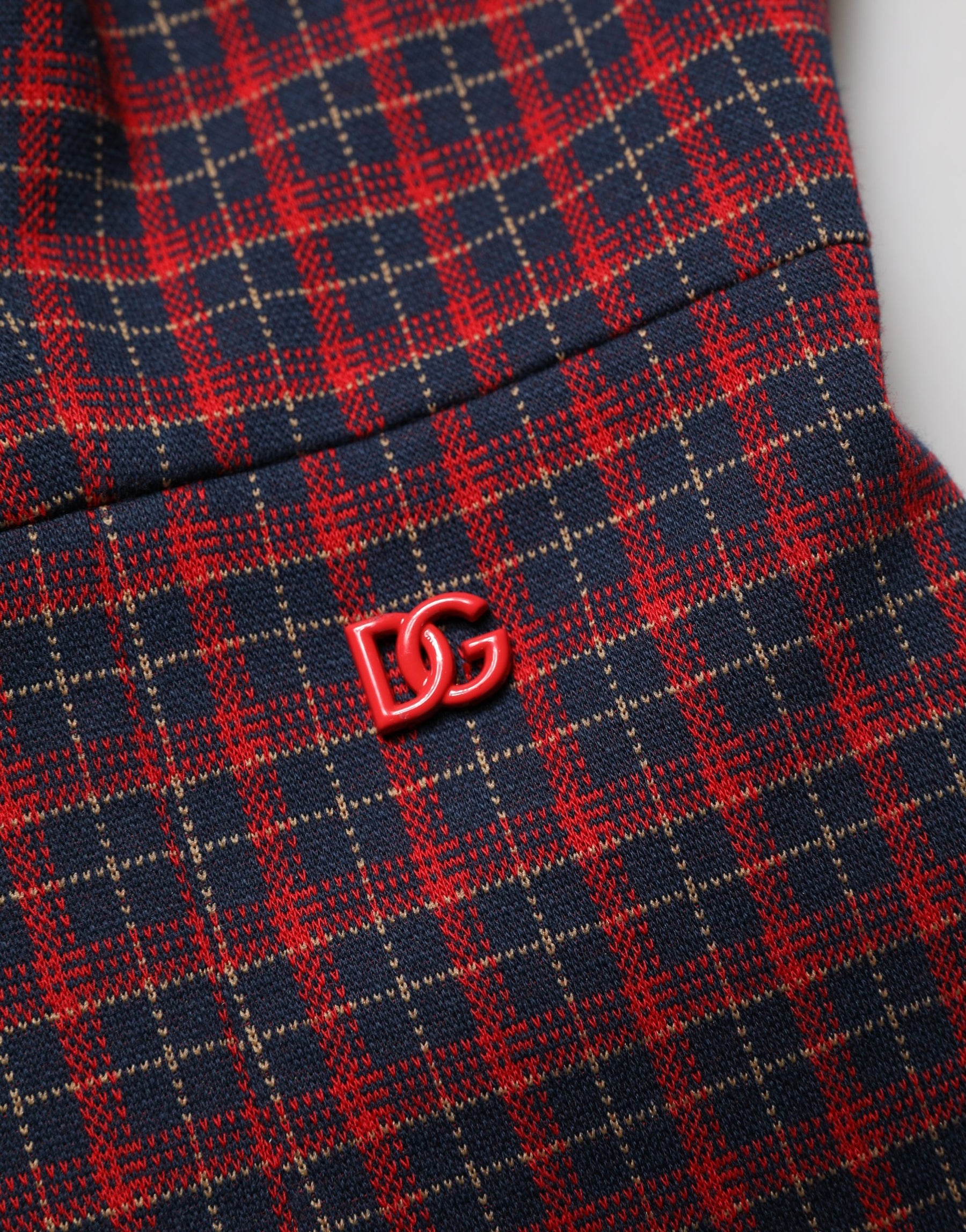 Dolce & Gabbana Red Black Checkered ShortSleeve Sheath Dress | Regal Royce