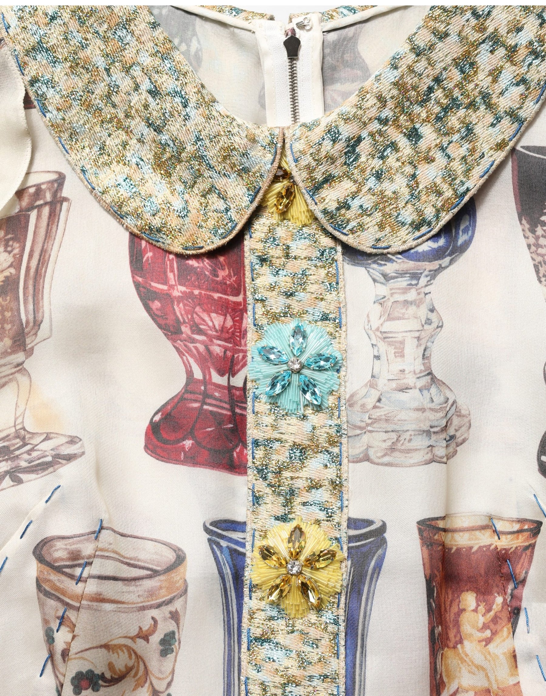 Dolce & Gabbana Multicolor Vintage Glassware Midi Dress | Regal Royce