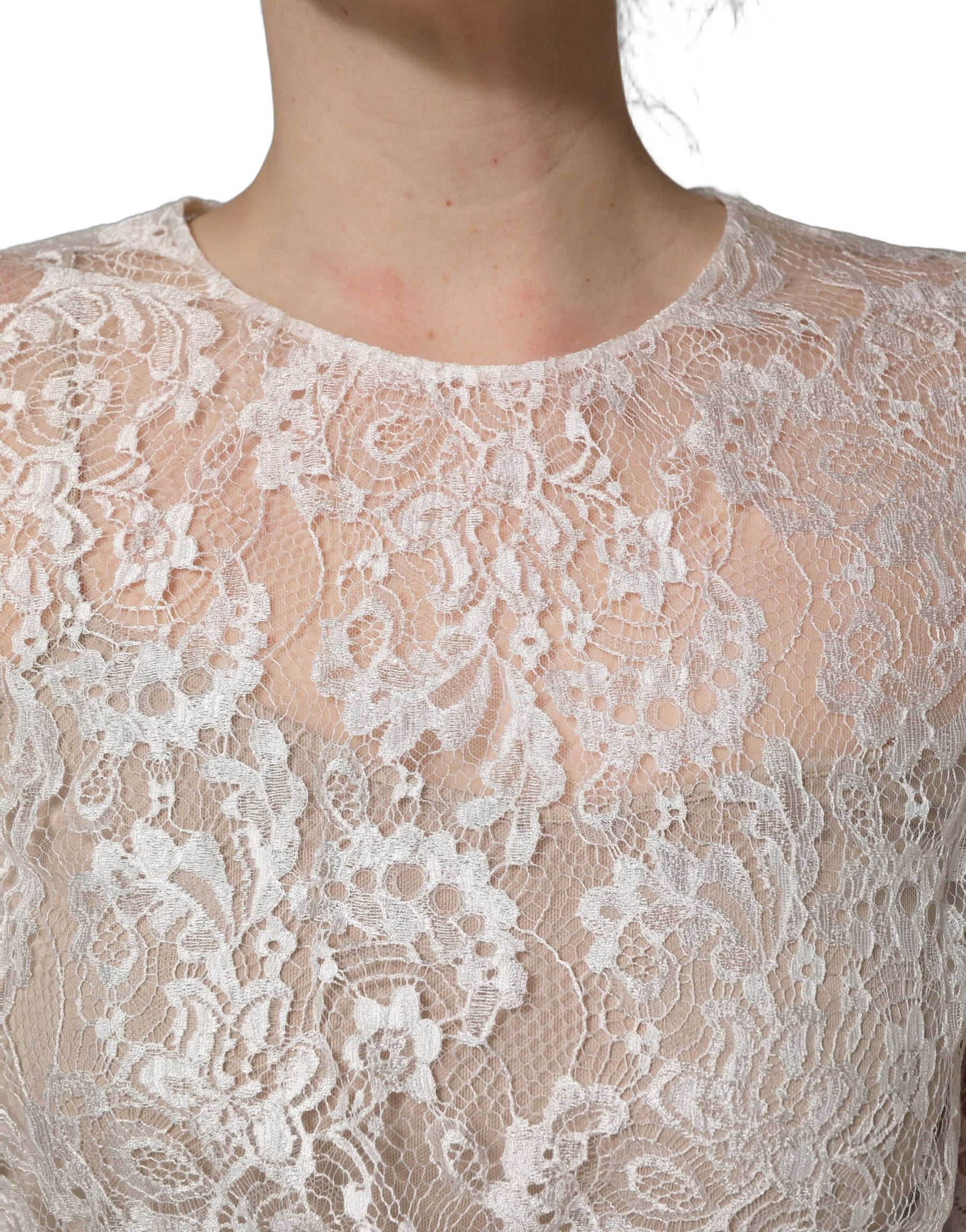 Dolce & Gabbana White Lace Top Embellished Black Skirt Dress | Regal Royce