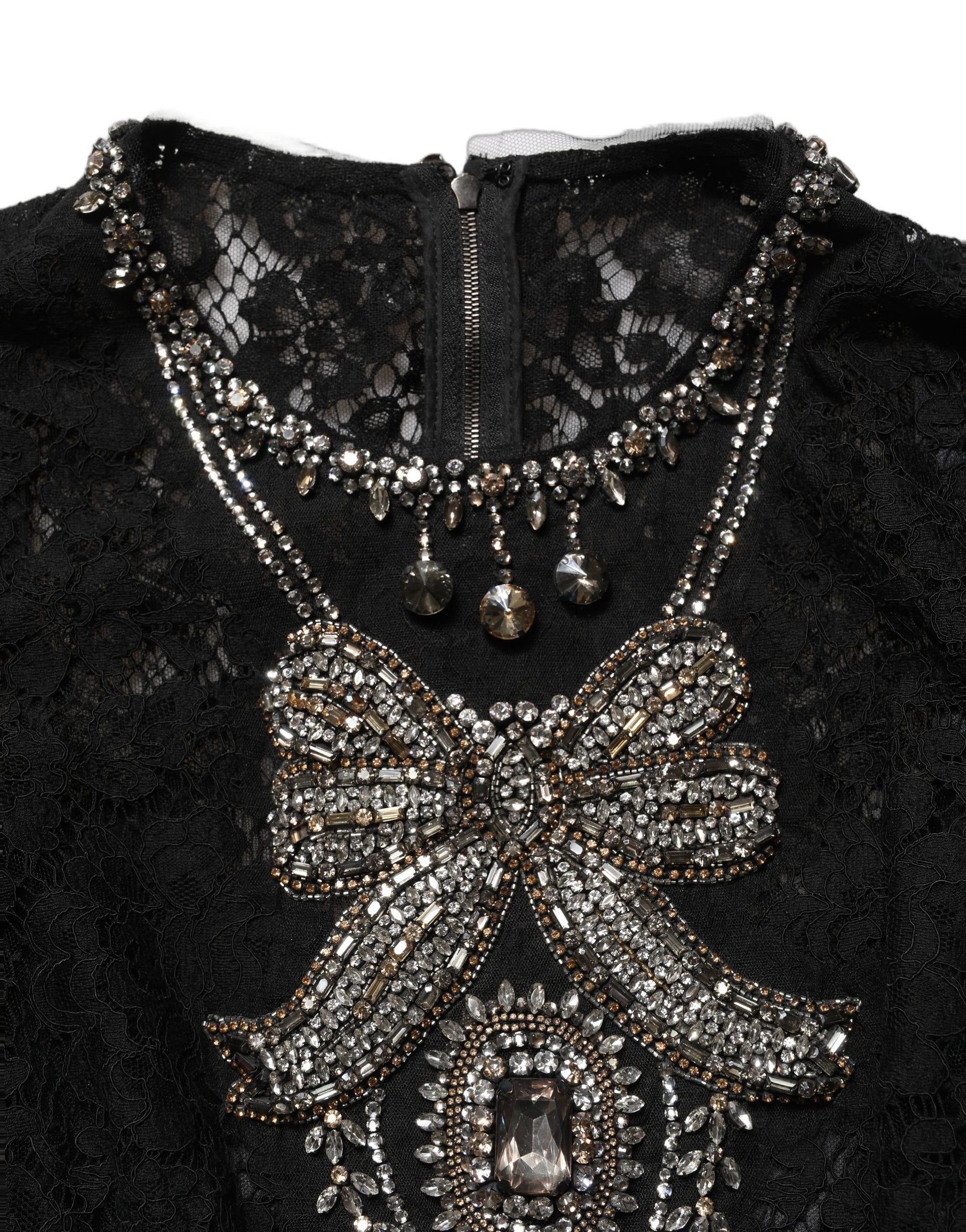 Dolce & Gabbana Black Crystal Embellished Sheath Midi Dress | Regal Royce
