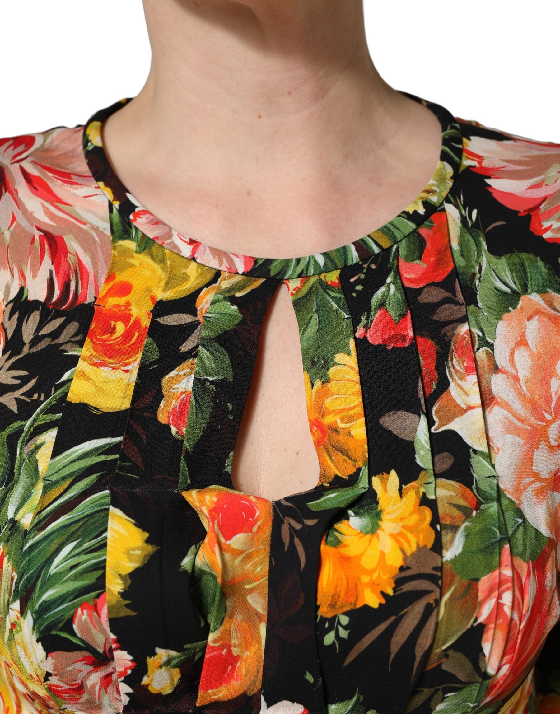 Dolce & Gabbana Multicolor Floral Print LongSleeve Midi Dress | Regal Royce