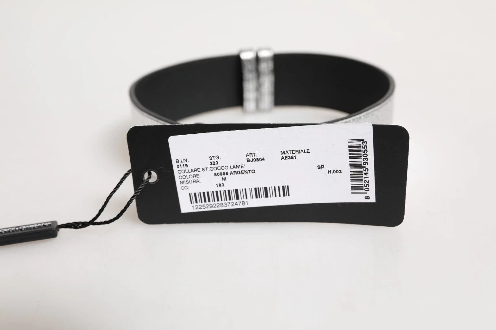 Dolce & Gabbana Silver Textured Leather Gold Tone Metal Neckband | Regal Royce