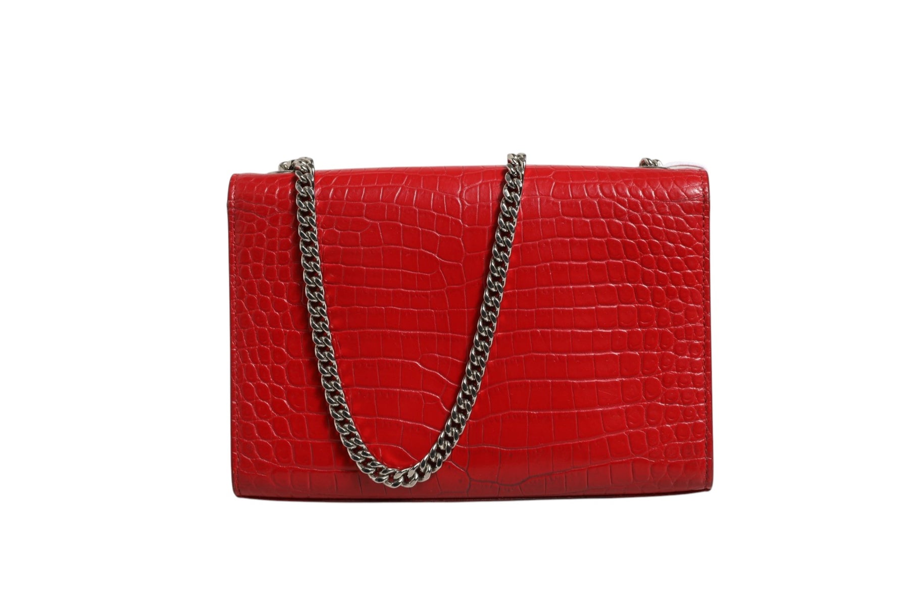 Saint Laurent Kate Tassel Chain Bag in Red Crocodile Embossed Leather | Regal Royce