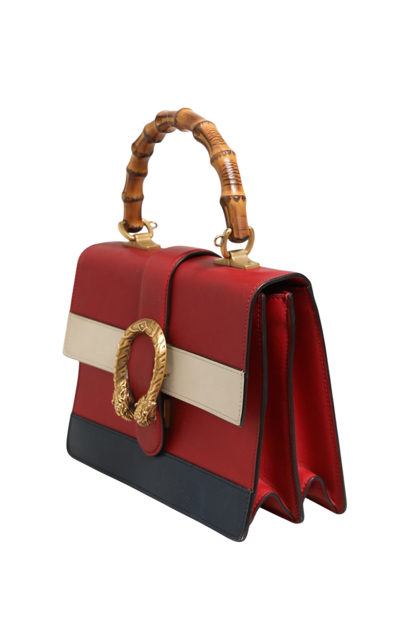 Gucci Dionysus Bamboo Medium Top Handle Bag White Blue Red | Regal Royce