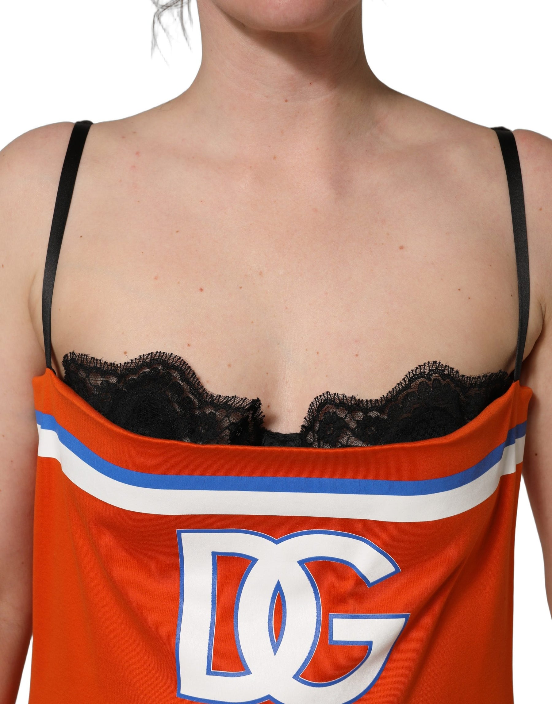 Dolce & Gabbana Orange Cotton Superbowl Football Inspired Mini Dress | Regal Royce