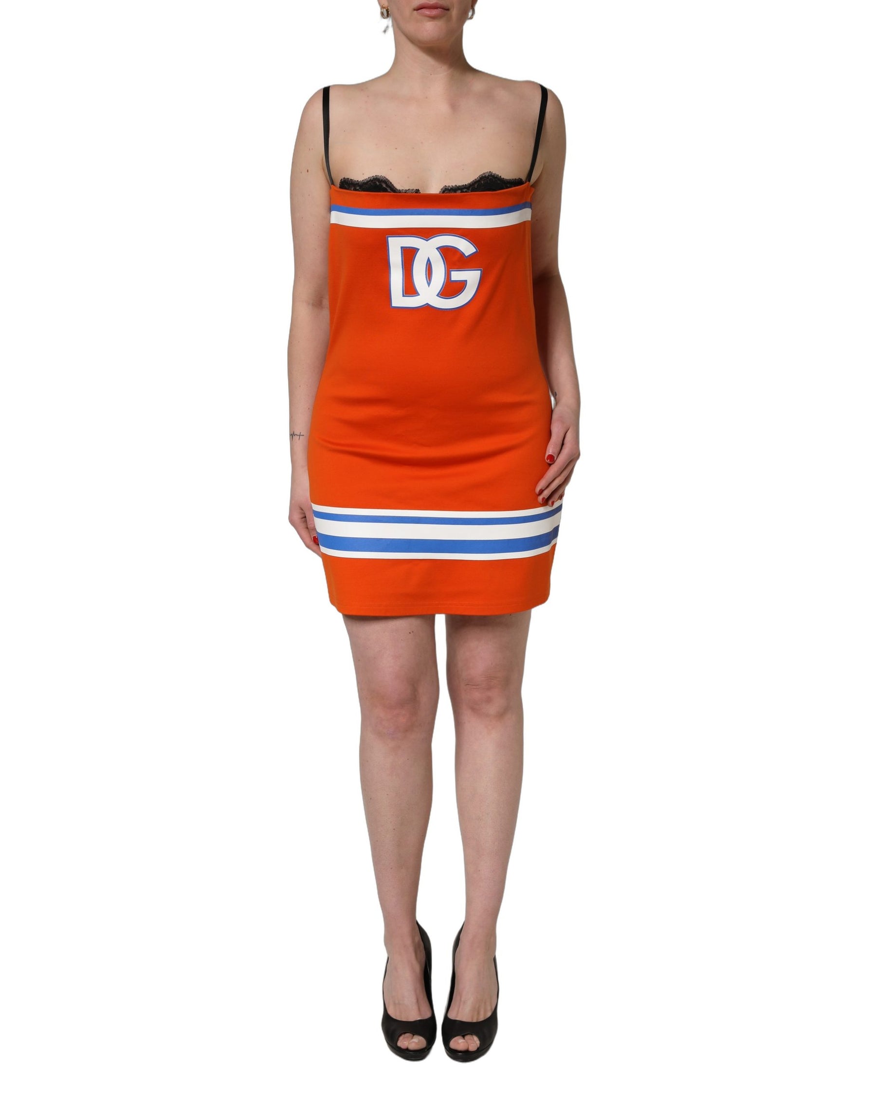 Dolce & Gabbana Orange Cotton Superbowl Football Inspired Mini Dress | Regal Royce
