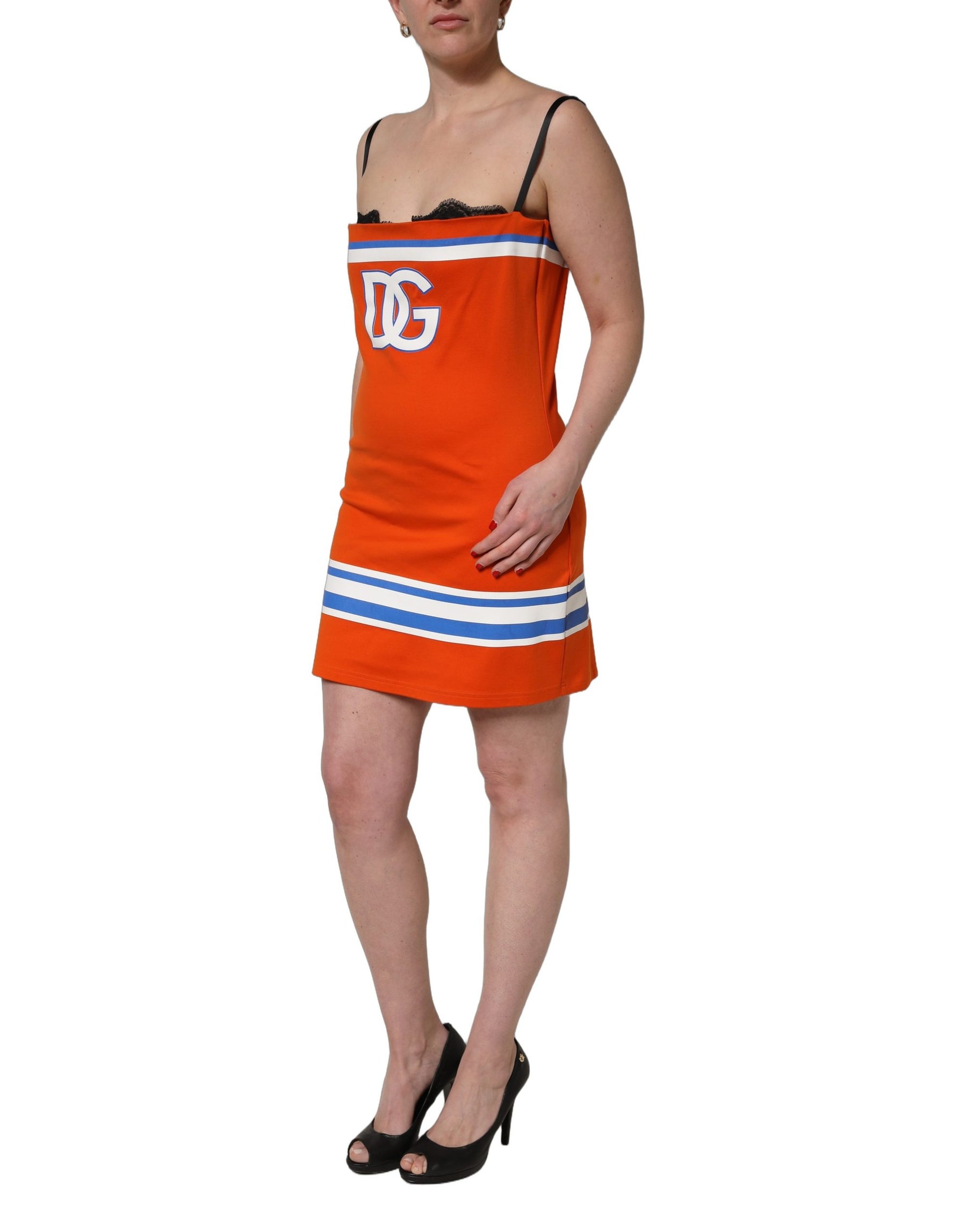Dolce & Gabbana Orange Cotton Superbowl Football Inspired Mini Dress | Regal Royce