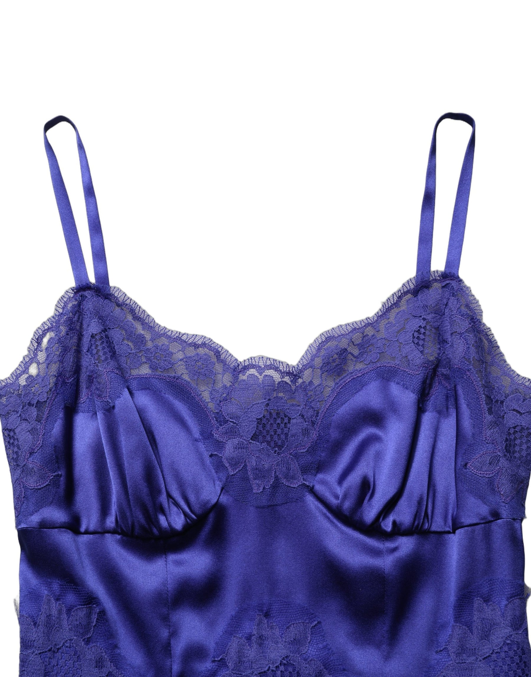 Dolce & Gabbana Blue Sleeveless Lace Trim A-line Gown Dress | Regal Royce