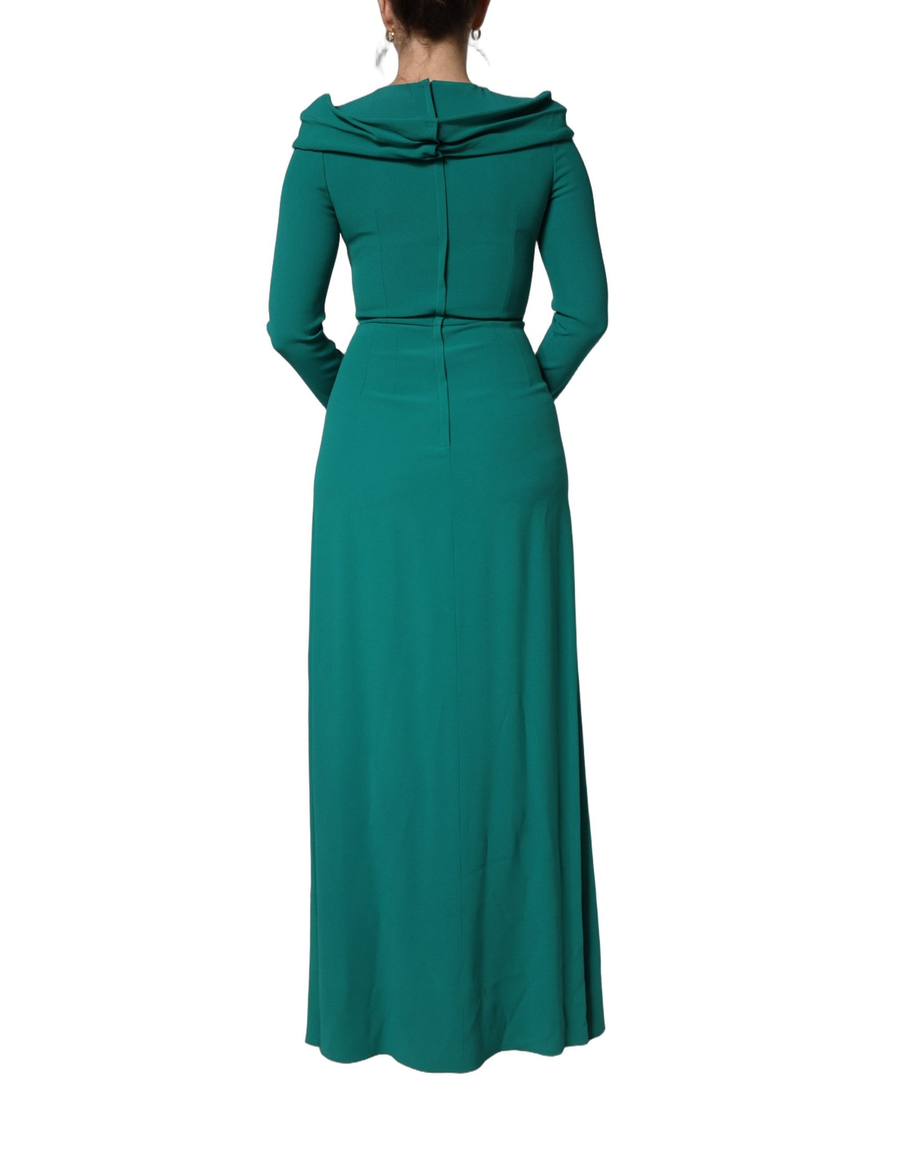 Dolce & Gabbana Green Round Neck Long Sleeves Gown Dress | Regal Royce