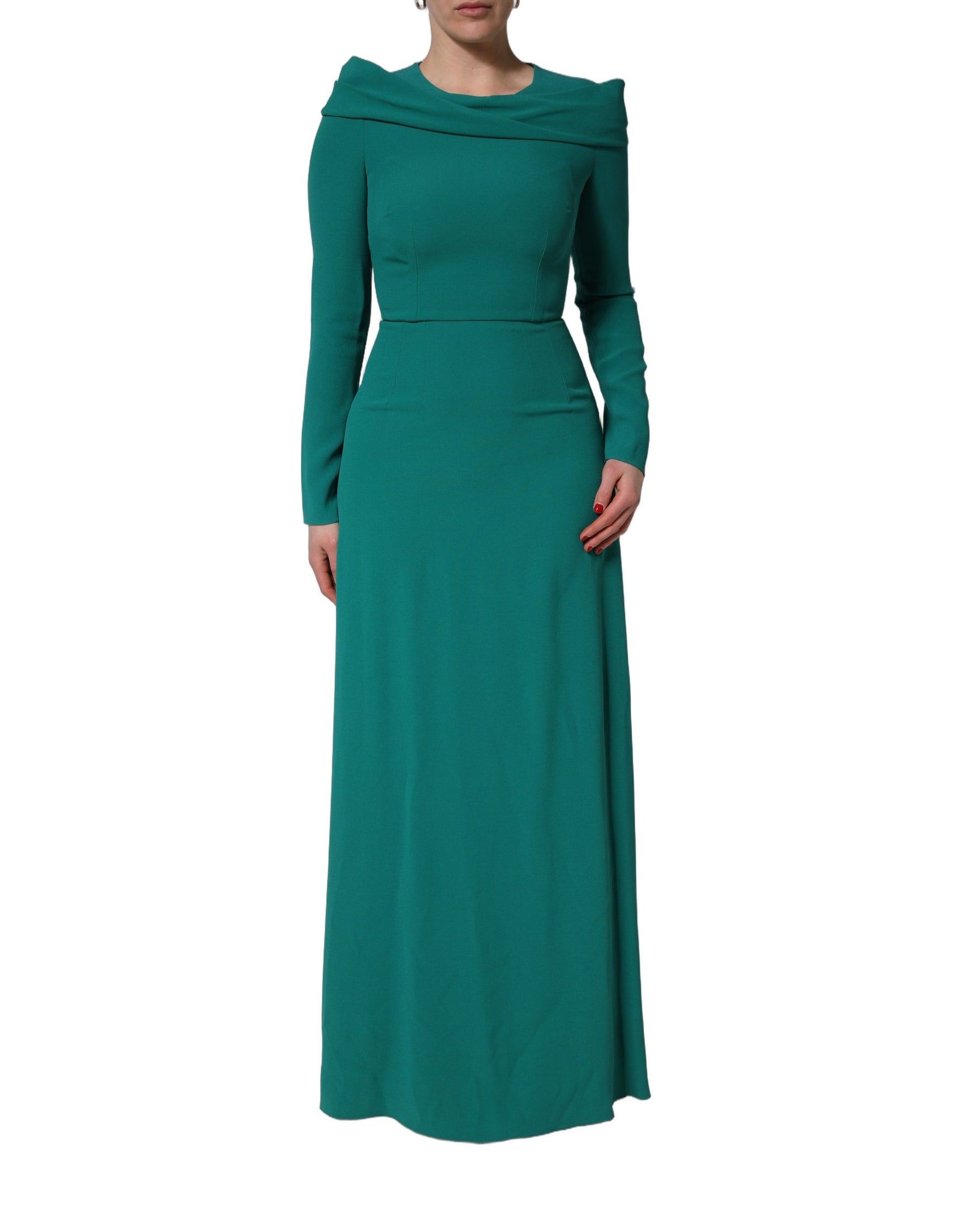 Dolce & Gabbana Green Round Neck Long Sleeves Gown Dress | Regal Royce