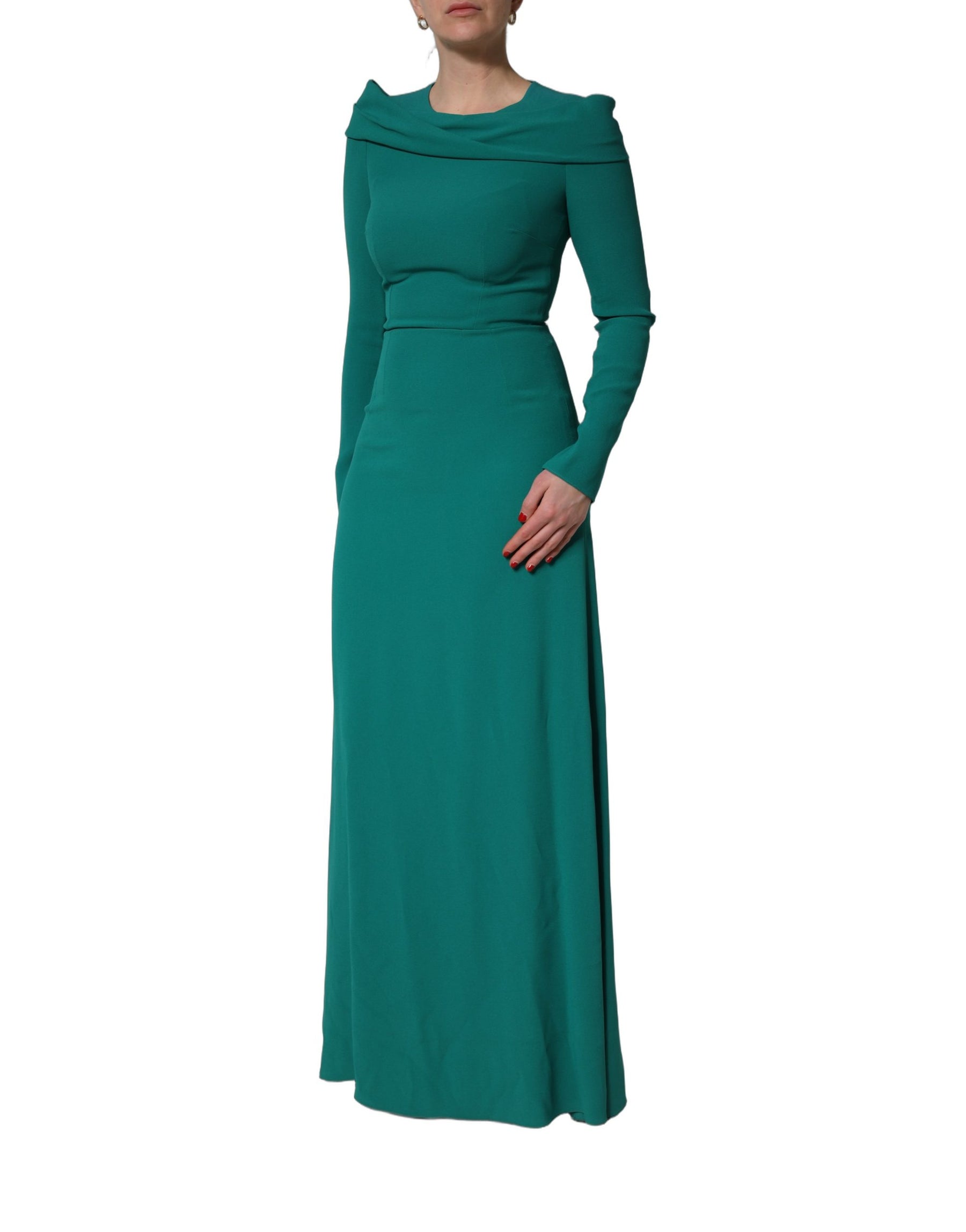 Dolce & Gabbana Green Round Neck Long Sleeves Gown Dress | Regal Royce