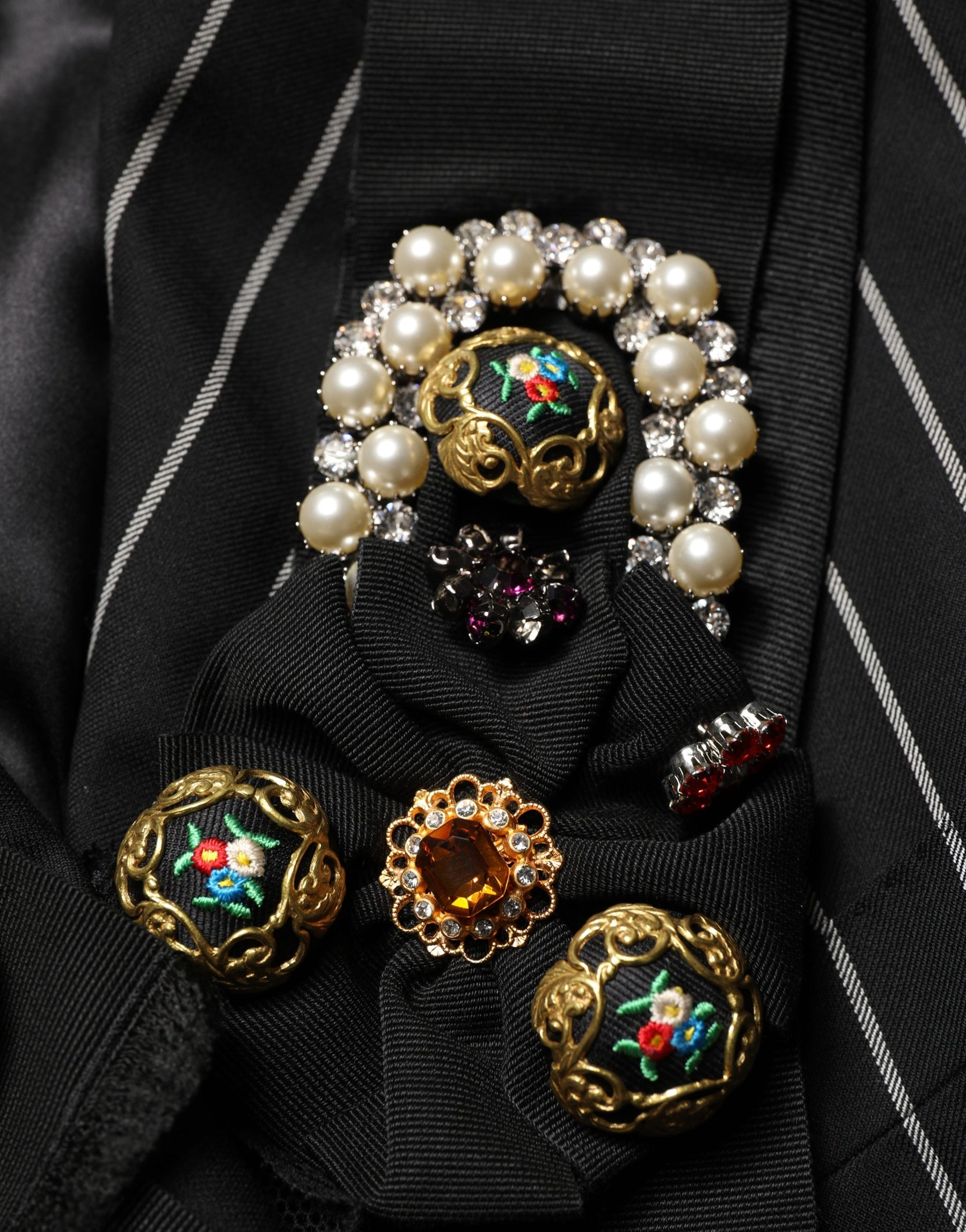 Dolce & Gabbana Black Stripe Double-Breasted Blazer Jacket | Regal Royce