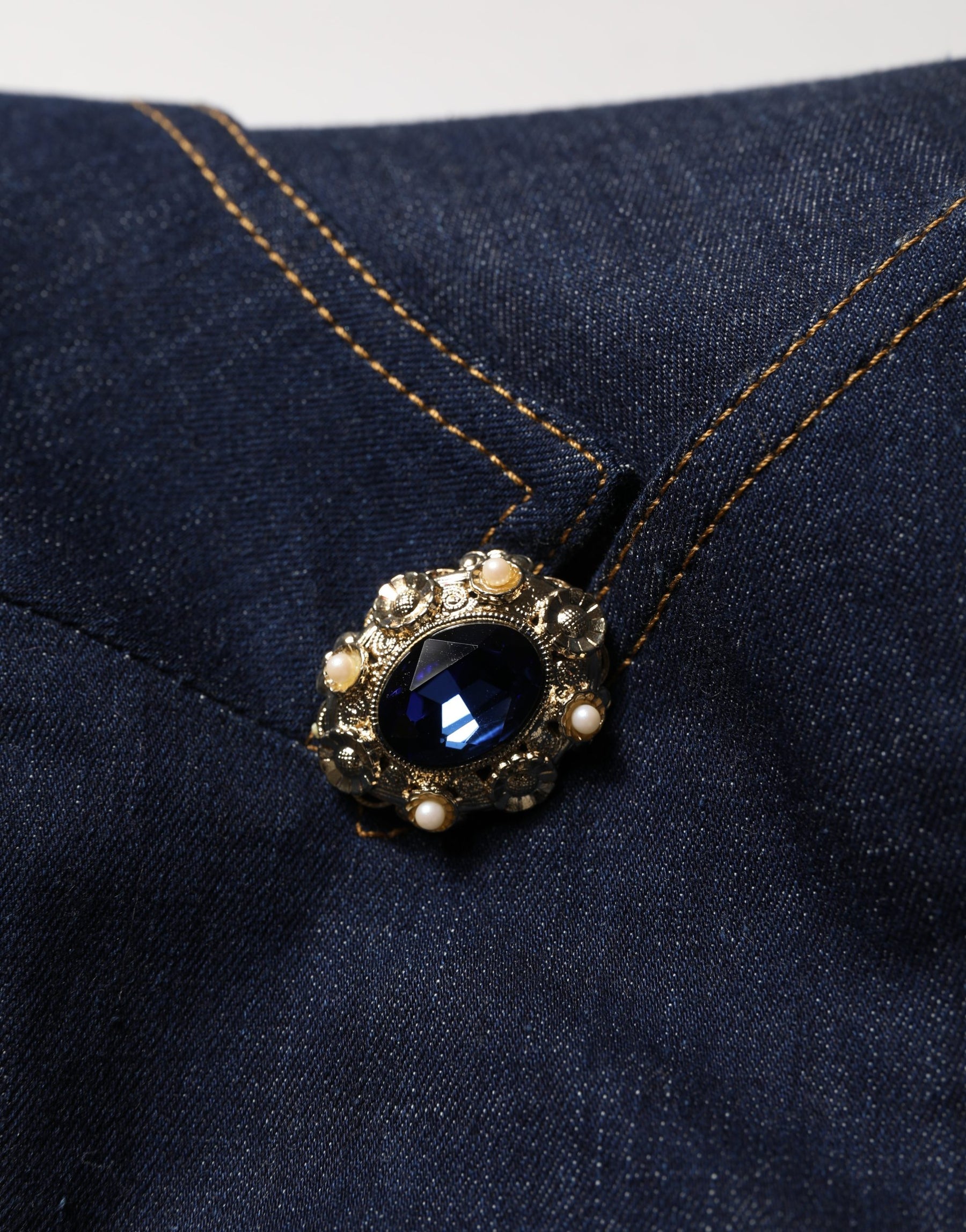 Dolce & Gabbana Blue Single-Breasted Denim Blazer Jacket | Regal Royce