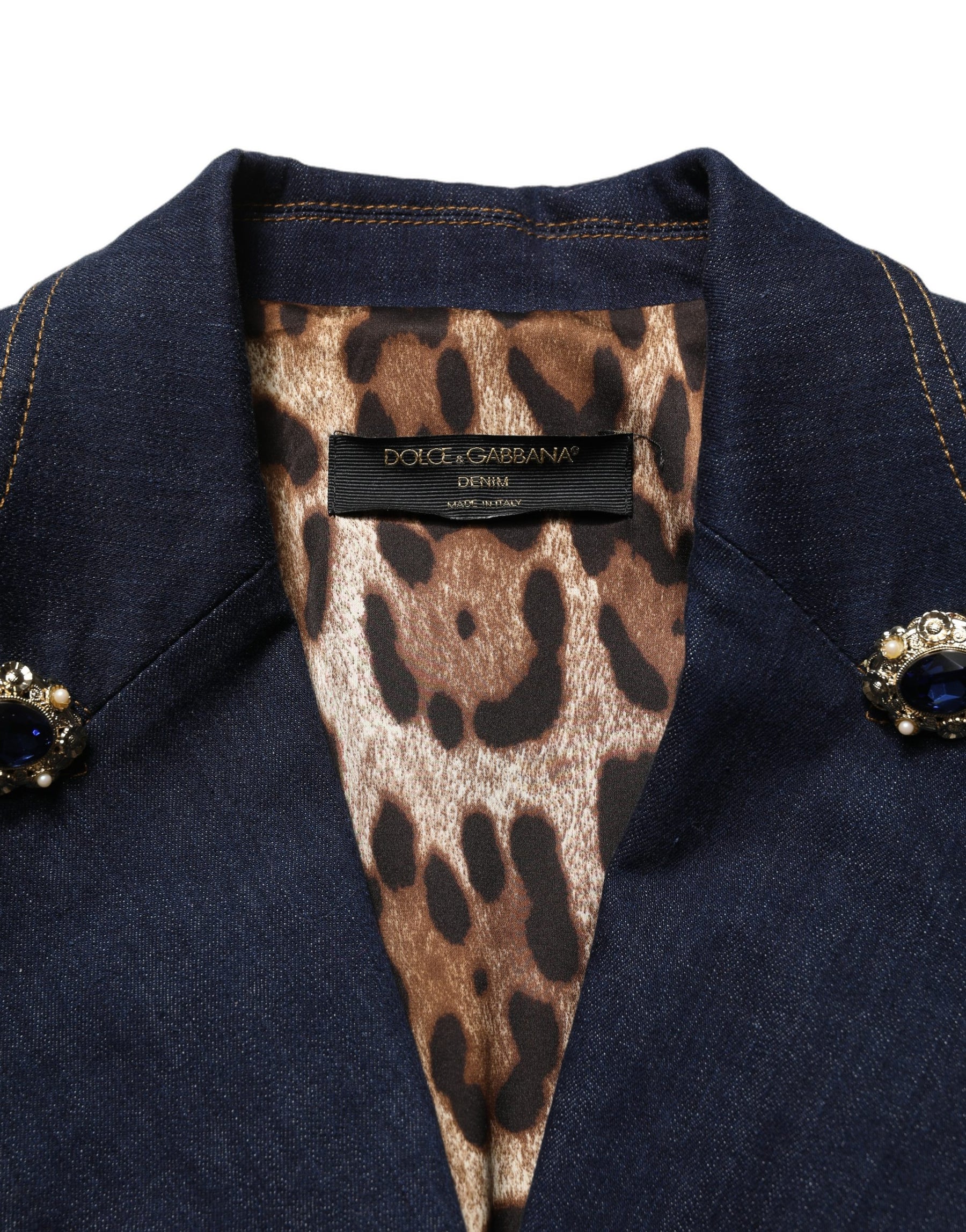 Dolce & Gabbana Blue Single-Breasted Denim Blazer Jacket | Regal Royce