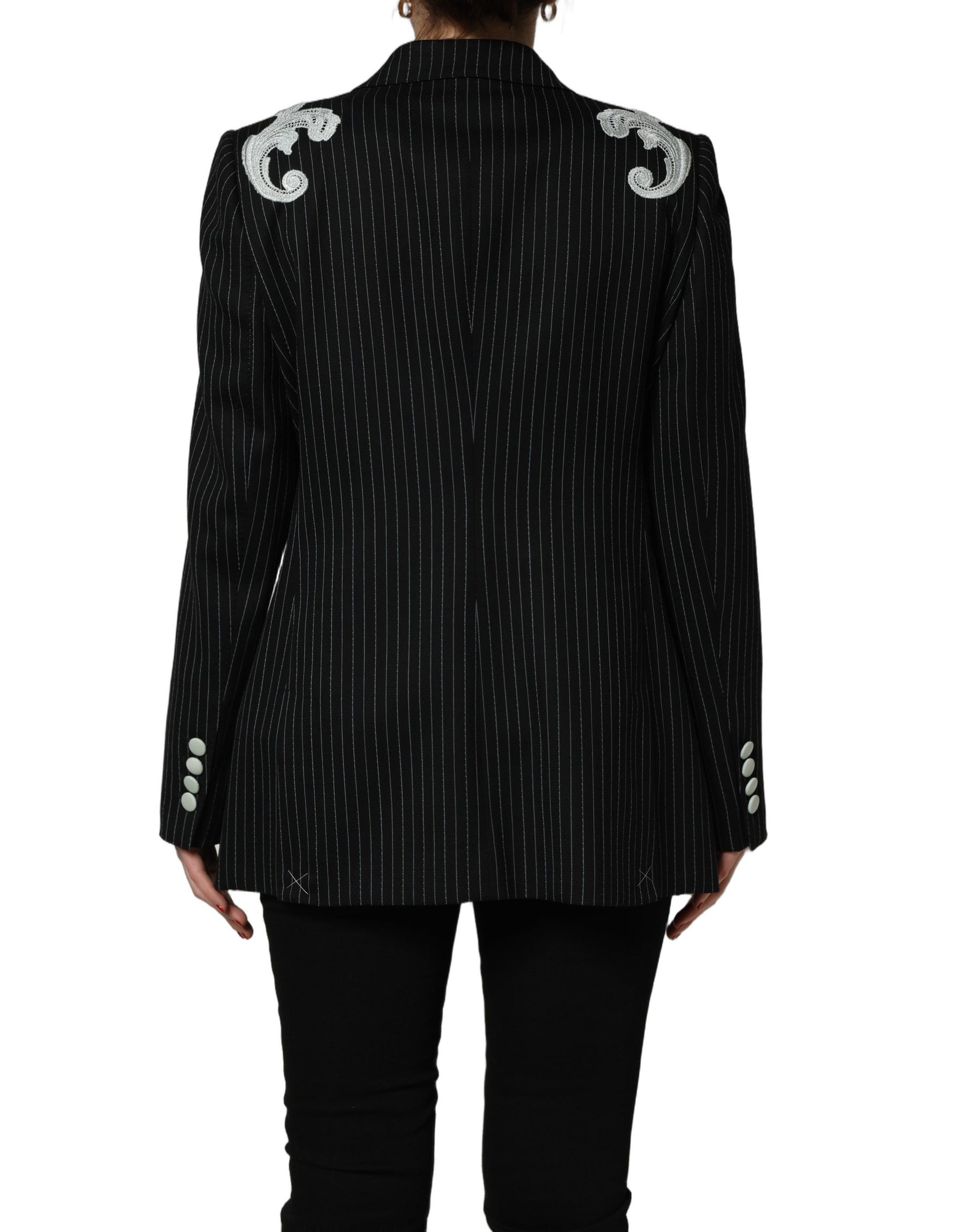 Dolce & Gabbana Black Stripe Double-Breasted Blazer Jacket | Regal Royce