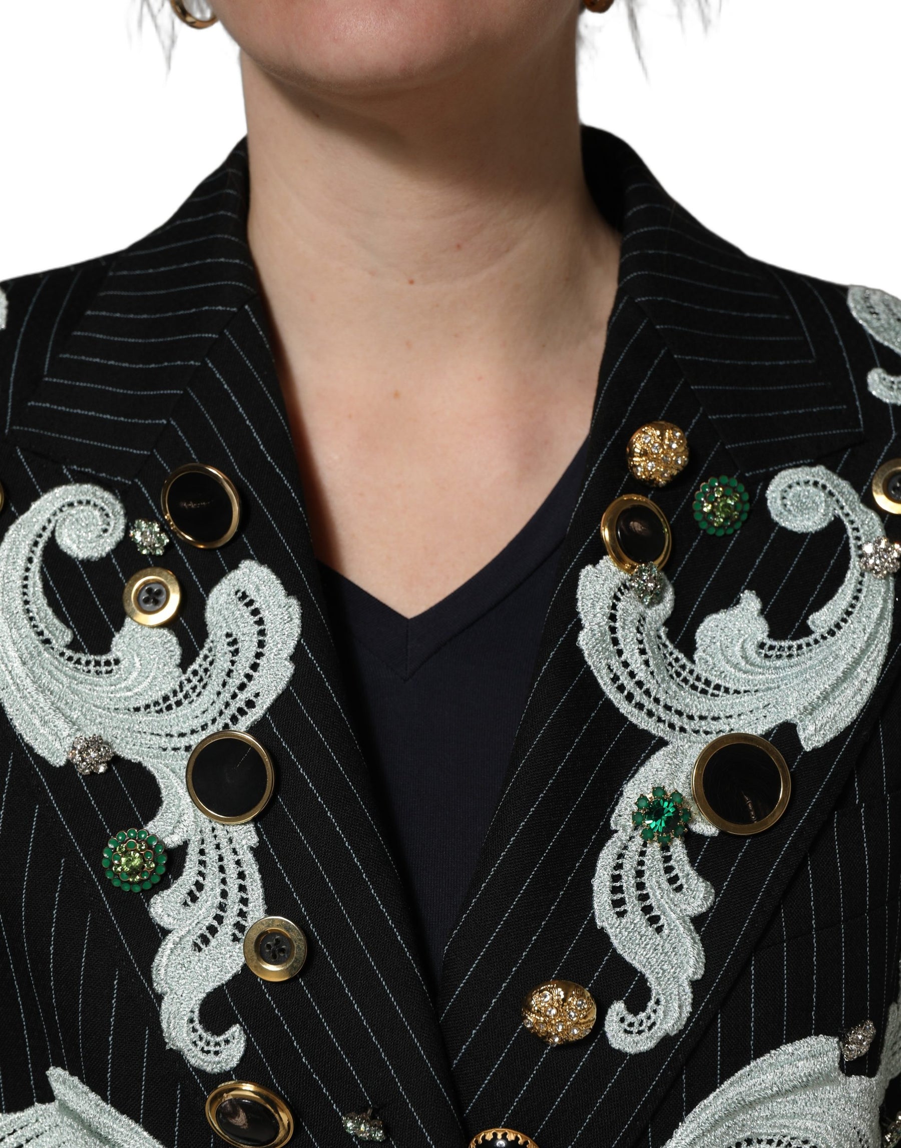 Dolce & Gabbana Black Stripe Double-Breasted Blazer Jacket | Regal Royce
