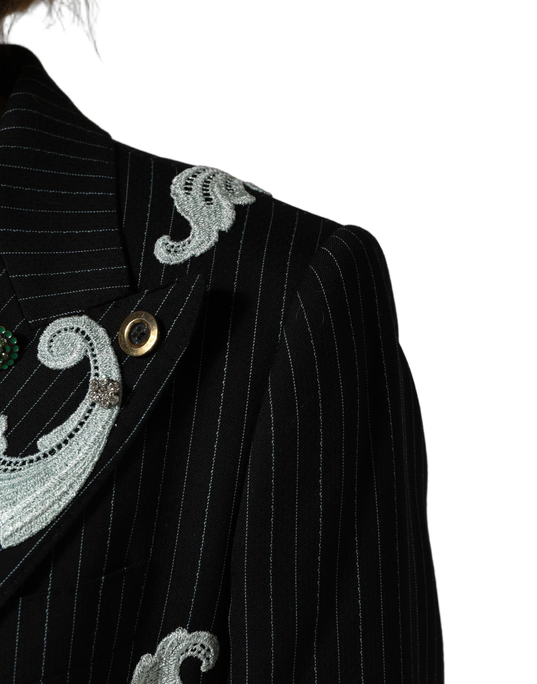 Dolce & Gabbana Black Stripe Double-Breasted Blazer Jacket | Regal Royce
