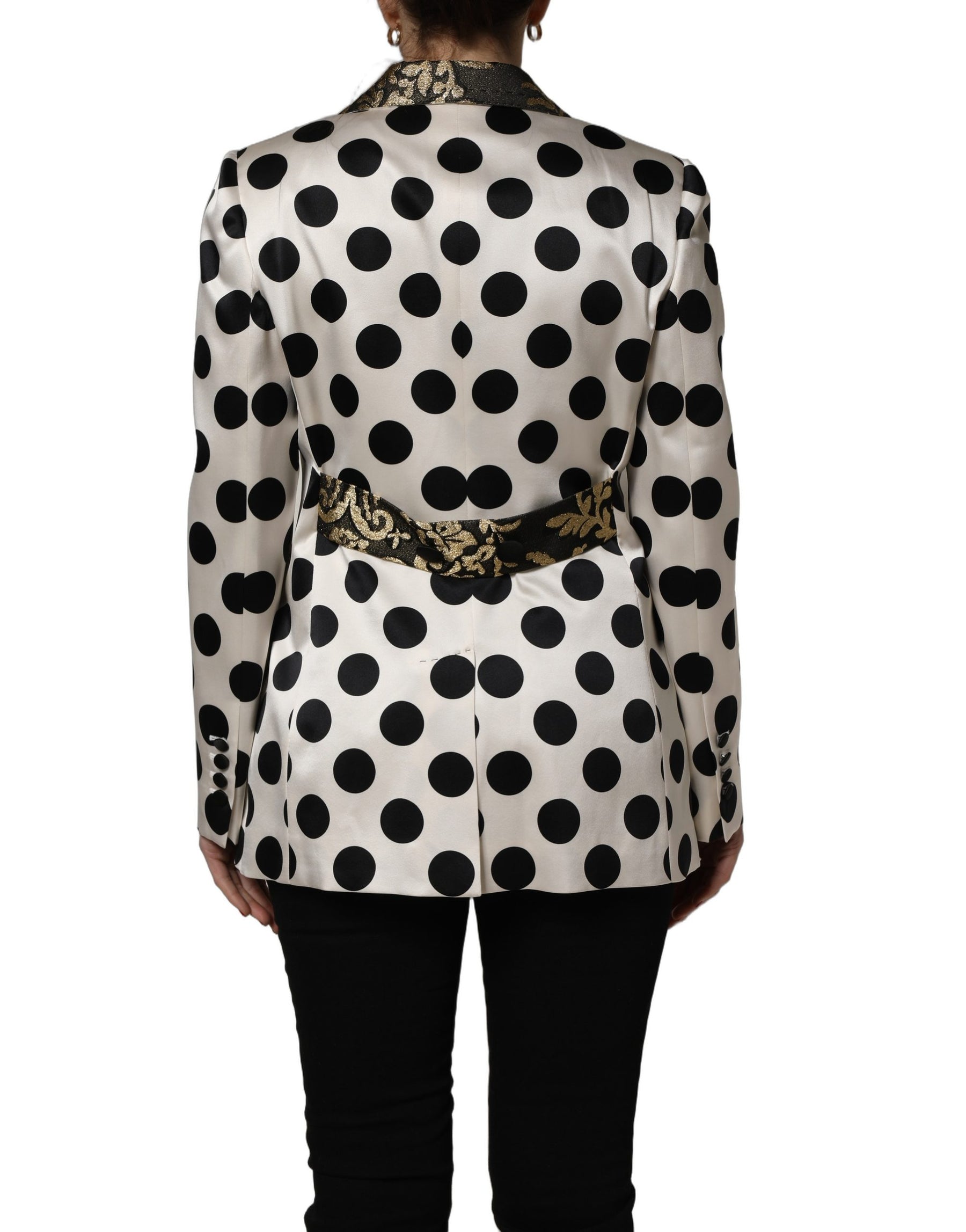 Dolce & Gabbana White Brocade Polka-Dot Print Blazer Jacket | Regal Royce
