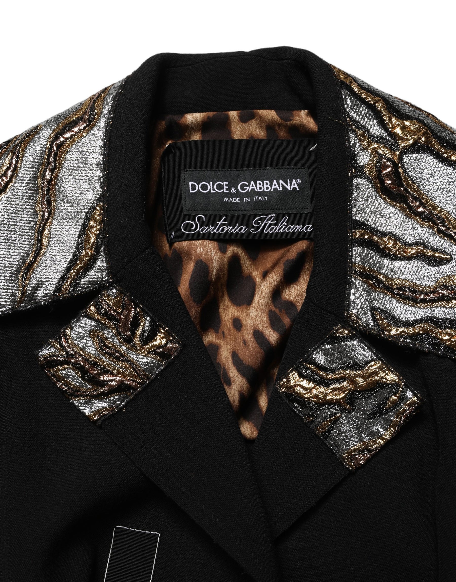 Dolce & Gabbana Black Single-Breasted Brocade Coat Jacket | Regal Royce