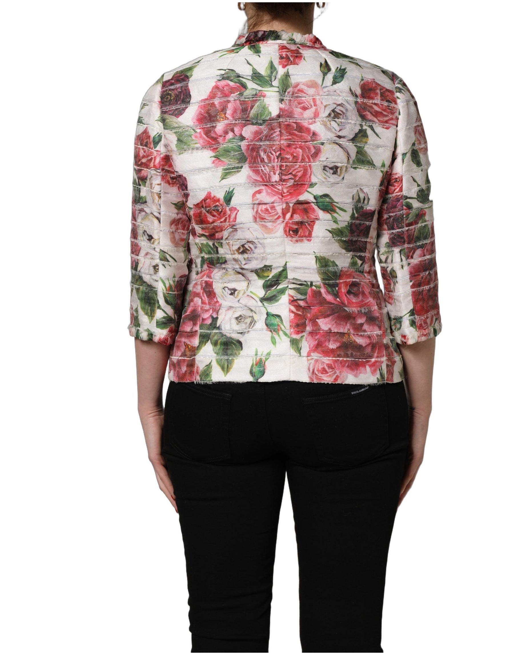Dolce & Gabbana Multicolor Peony Print Polyester Coat Jacket | Regal Royce