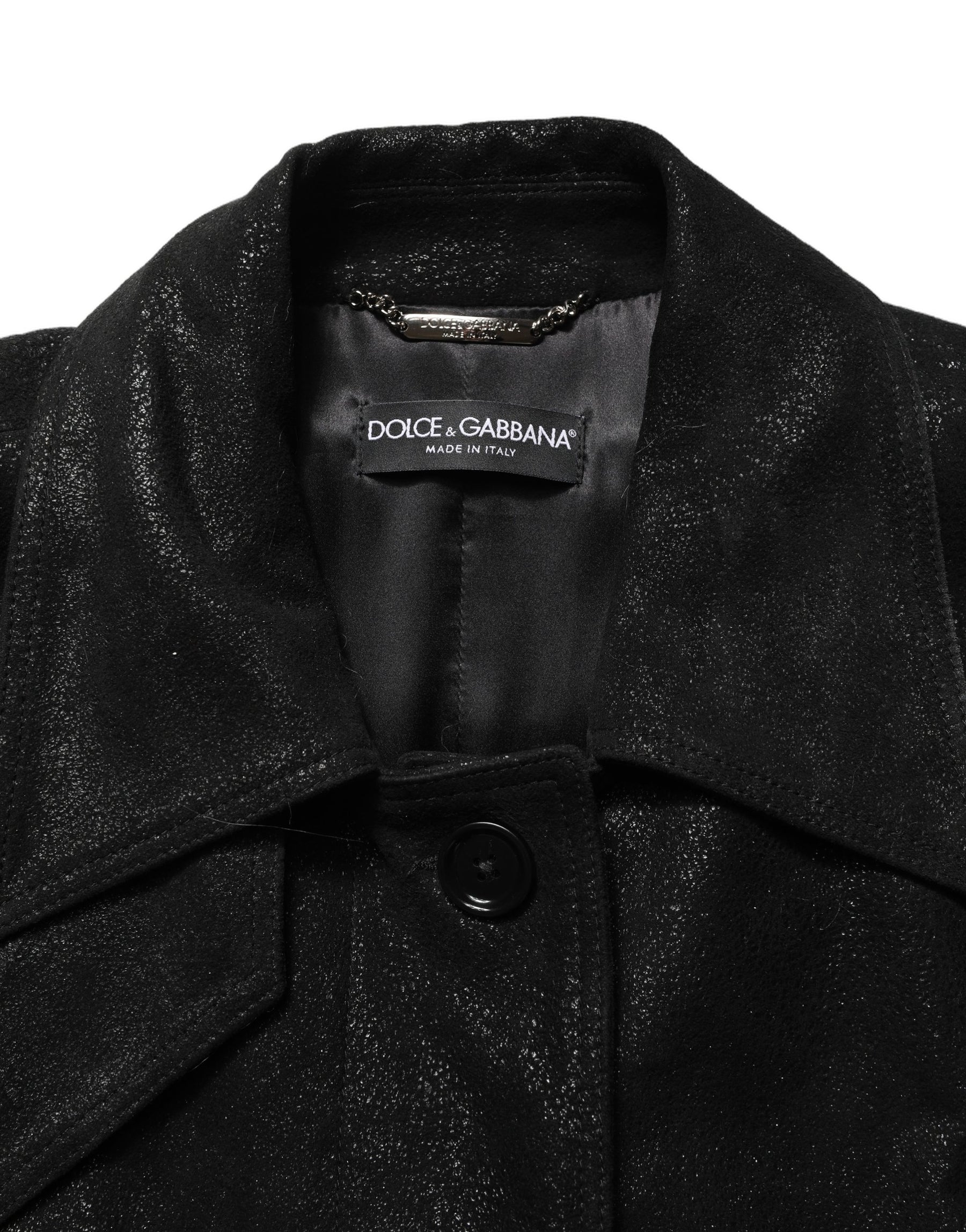 Dolce & Gabbana Black Belted Sheepskin Trench Coat Jacket | Regal Royce