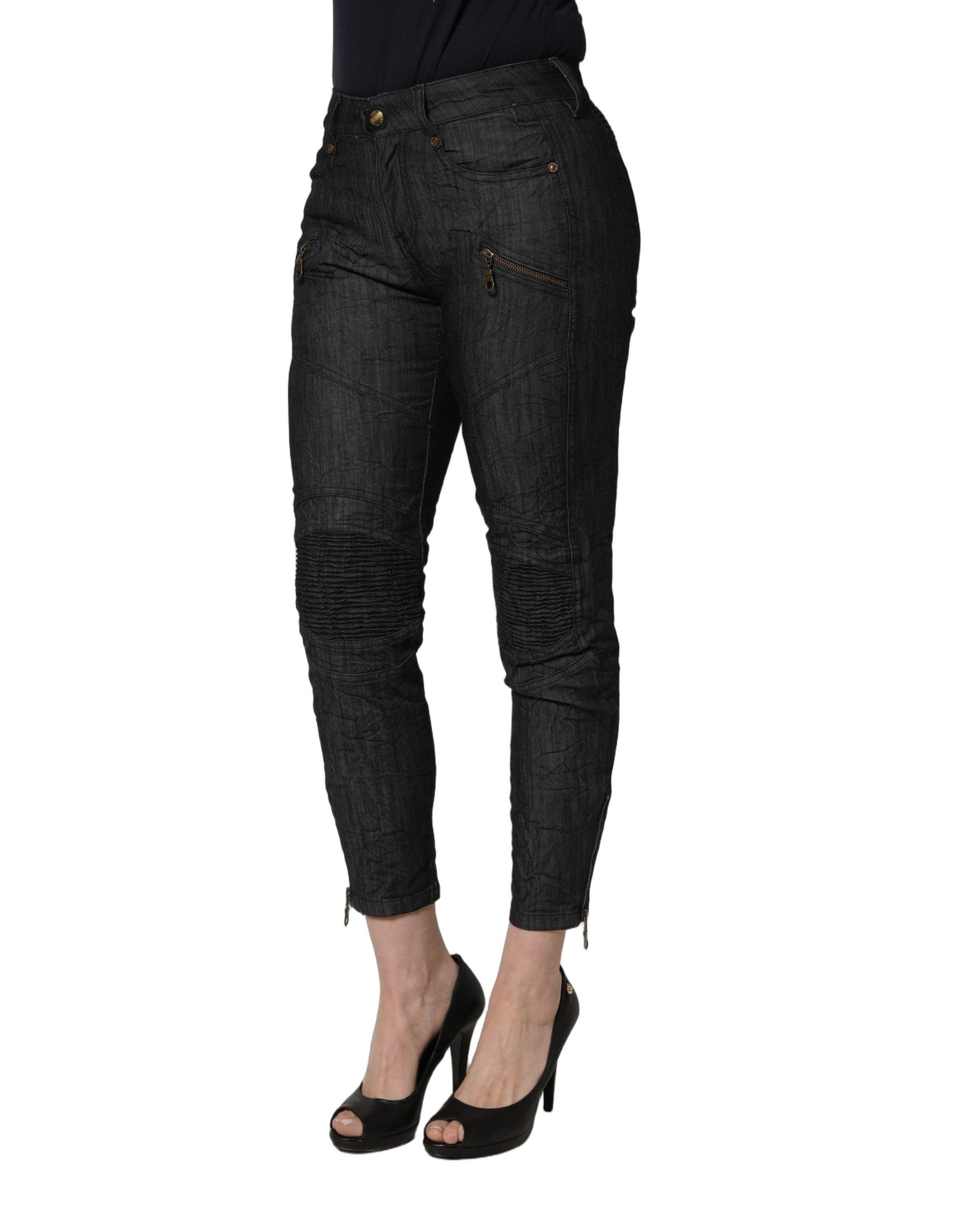 PLEIN SUD Black Cotton Mid Waist Skinny Denim Jeans | Regal Royce