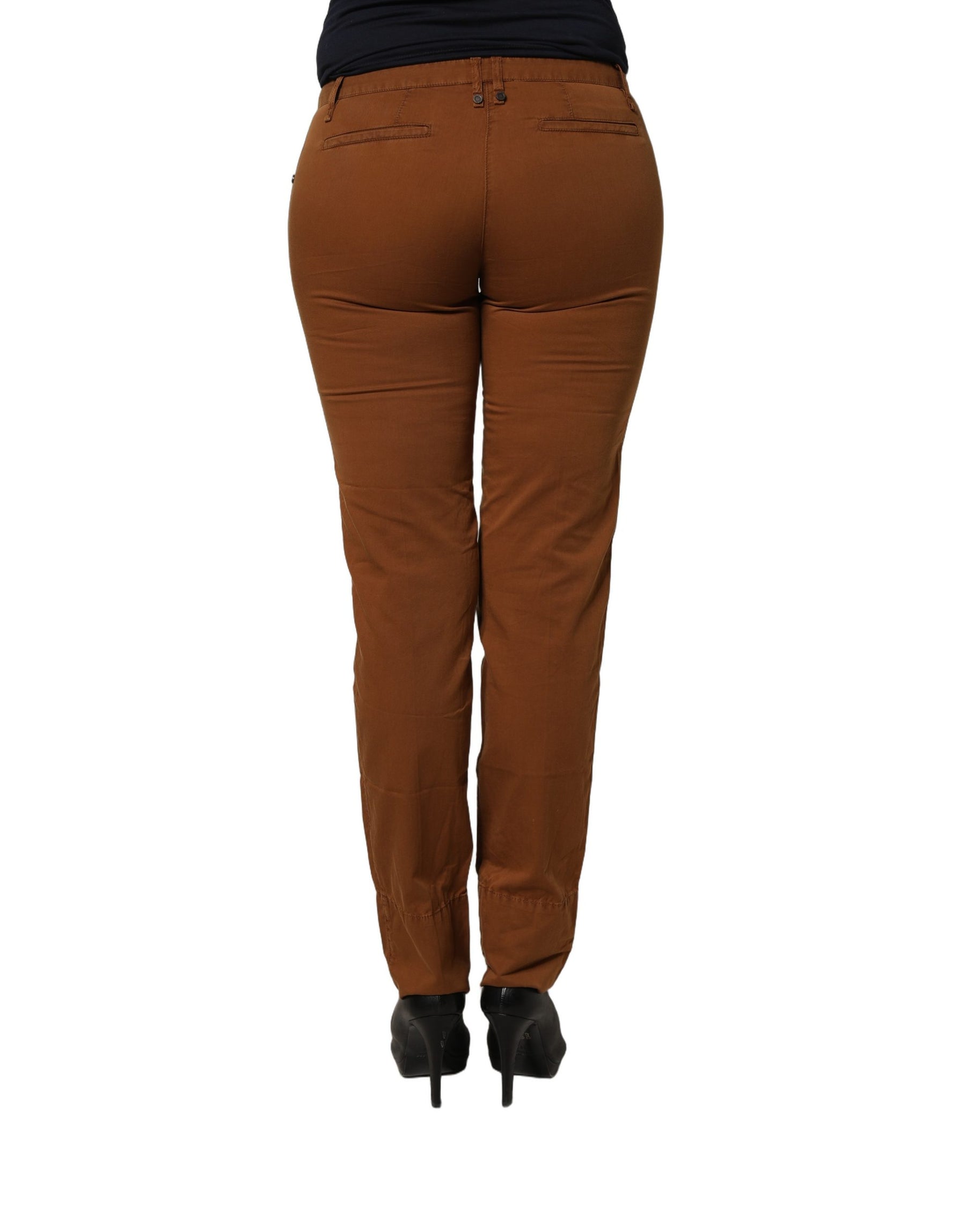 PLEIN SUD Brown Cotton Mid Waist Skinny Chino Pants | Regal Royce