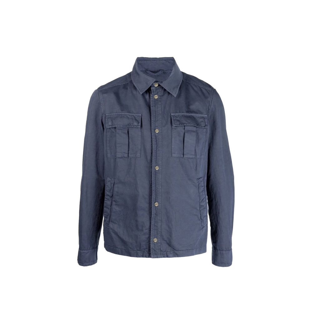 Herno Blue Cotton Coat | Regal Royce